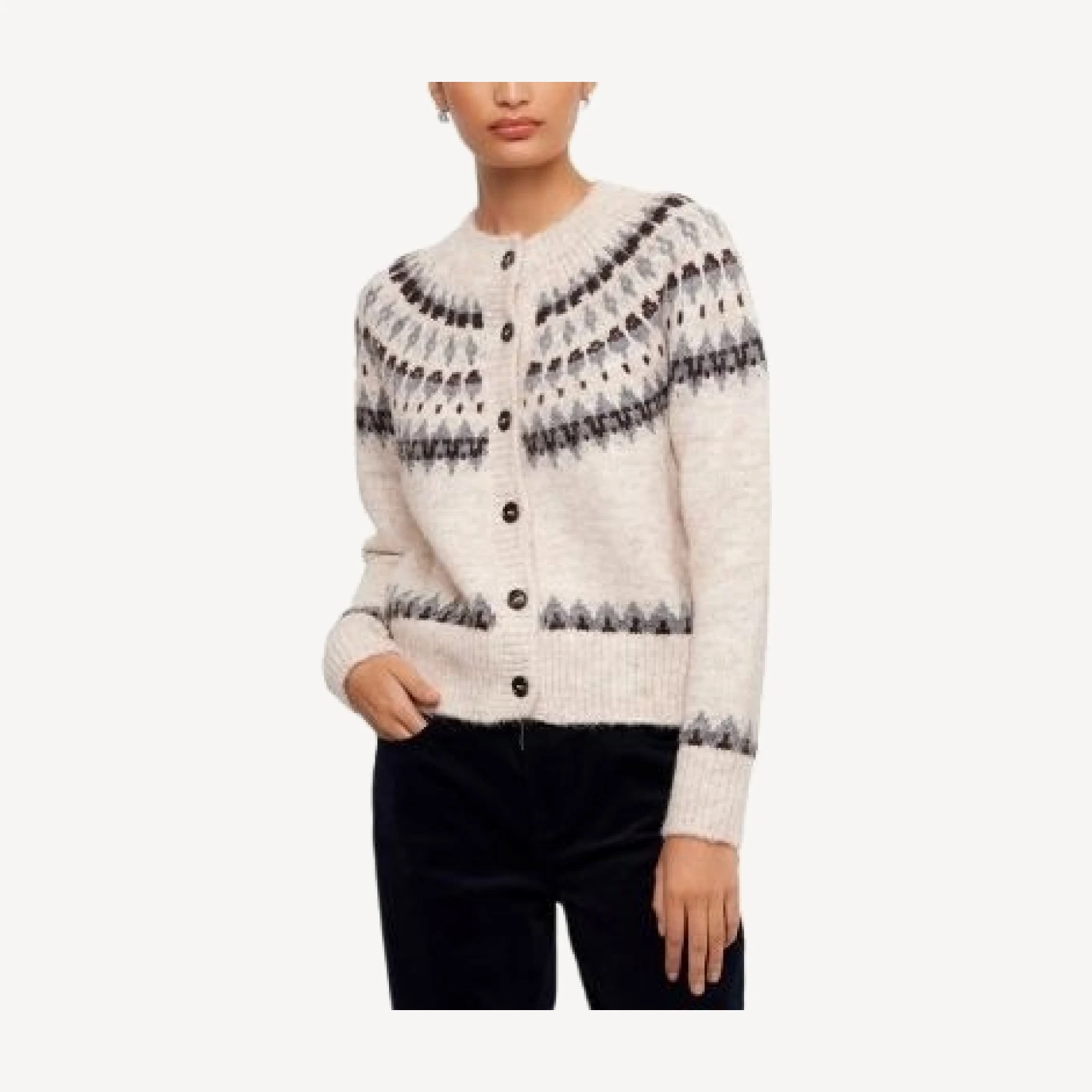 Karen Kane Jacquard Fair Isle Cardigan