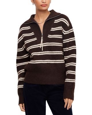 Karen Kane Striped Half Zip Sweater