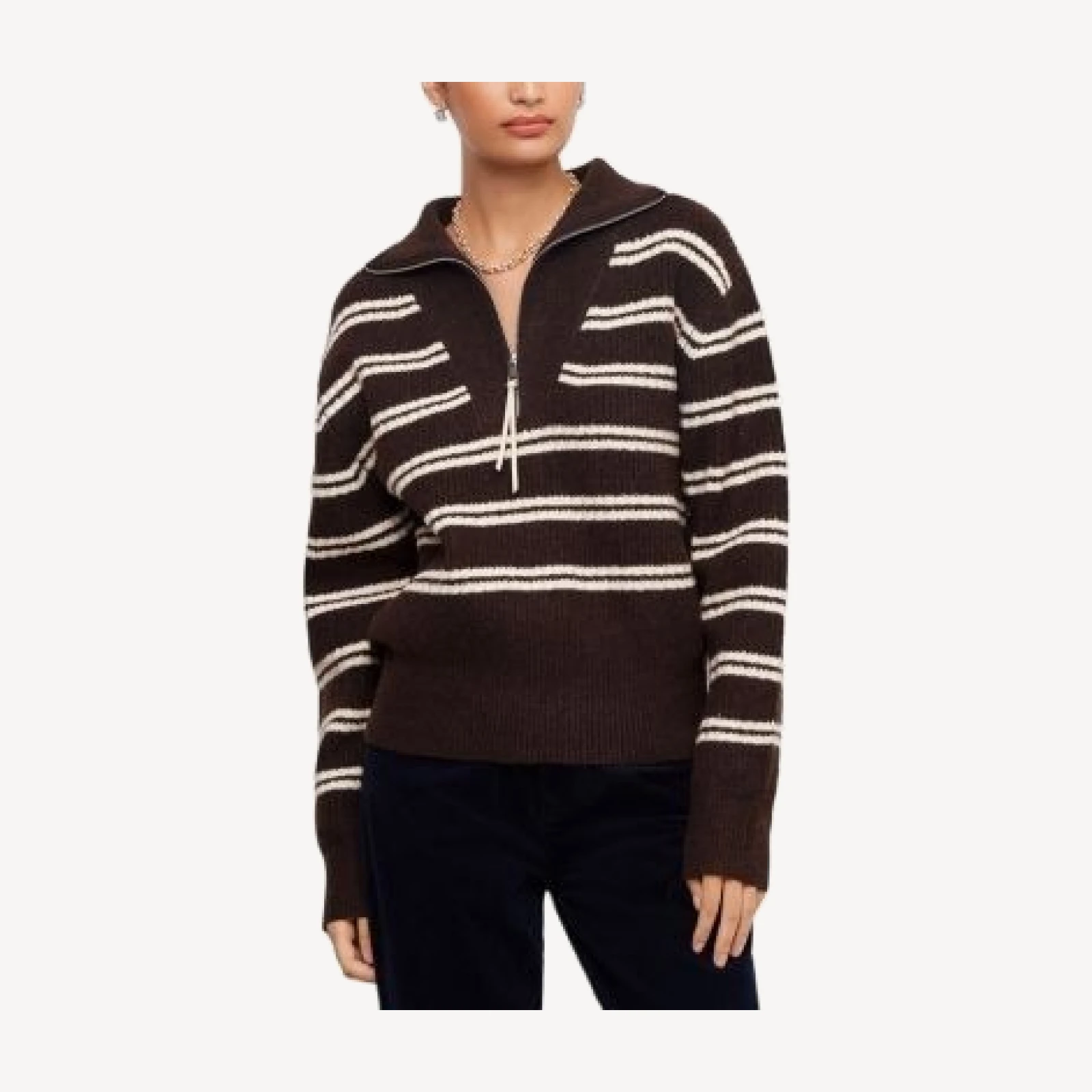 Karen Kane Striped Half Zip Sweater