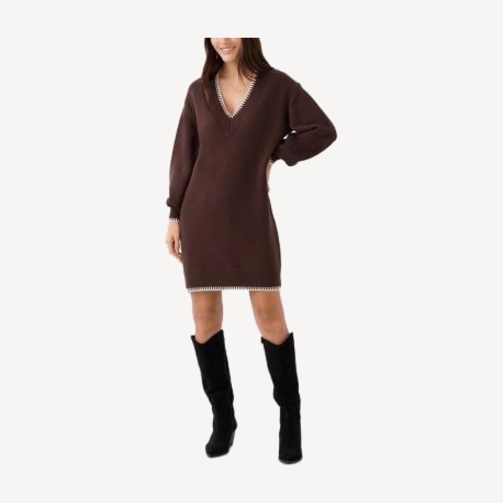 Karen Kane Varsity V Neck Sweater Dress