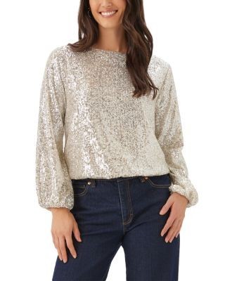 Karen Kane Boat Neck Blouson Sleeve Sequin Top