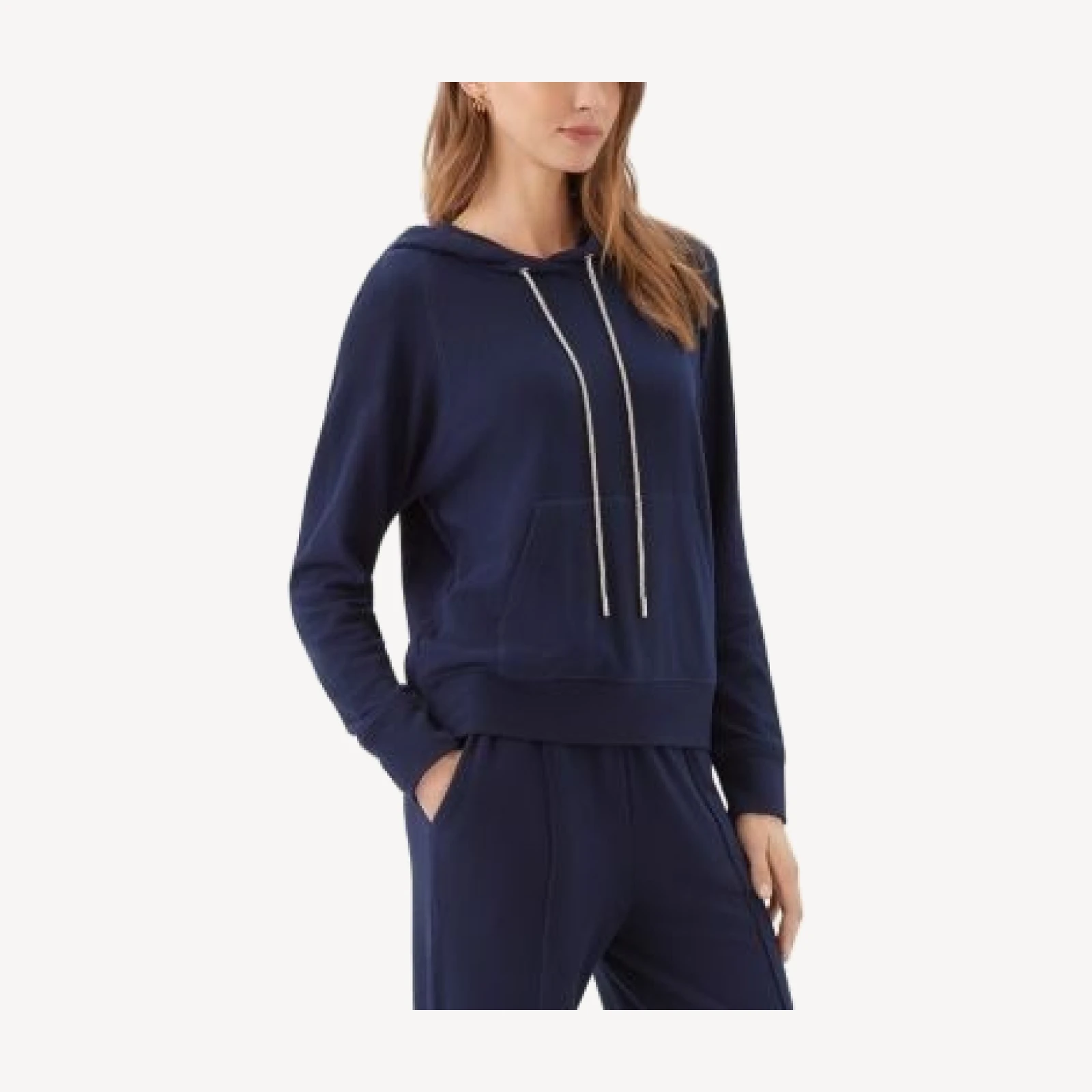 Karen Kane Rhinestone Drawstring Hoodie Sweatshirt