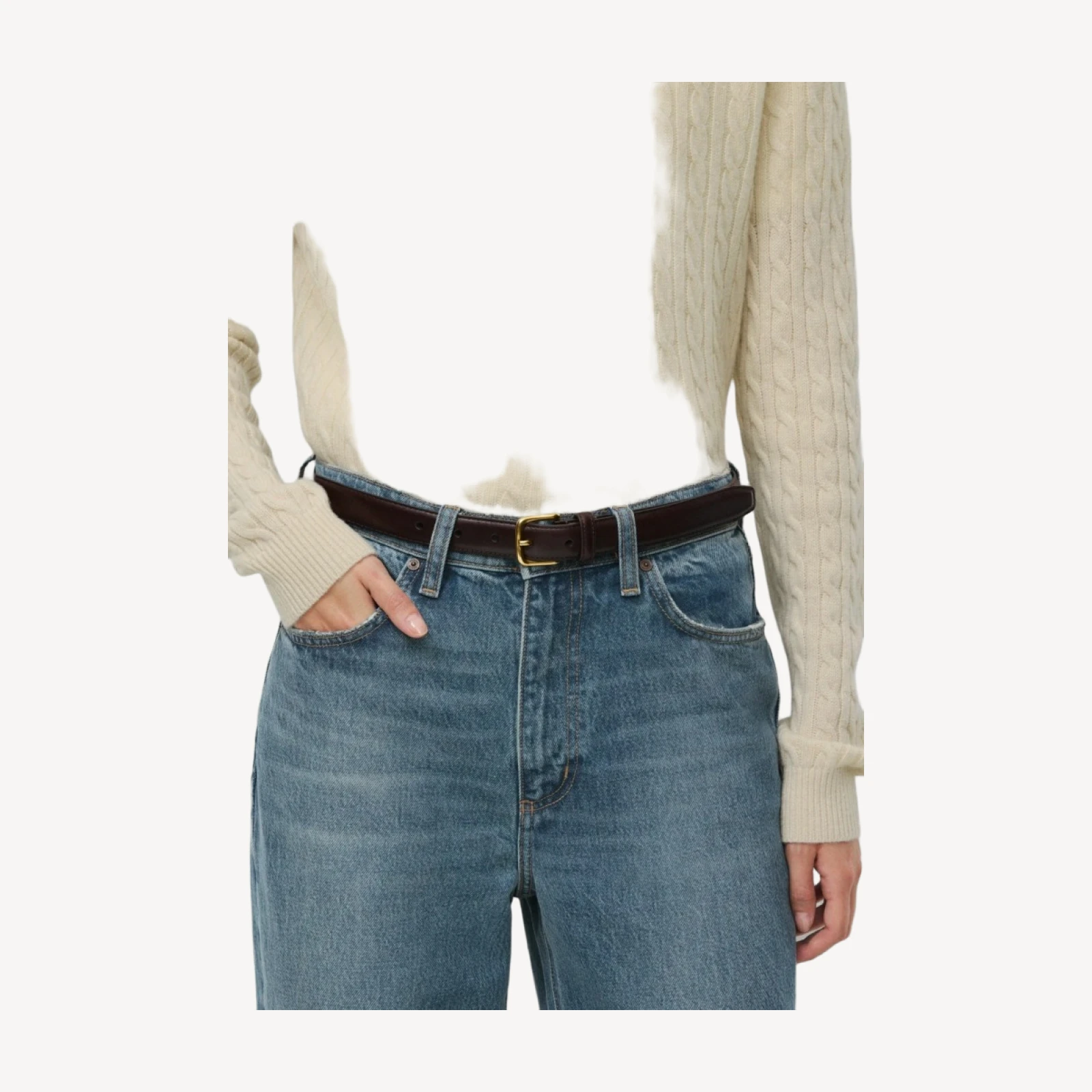 Essential Solid Brass Belt - Smooth Leather