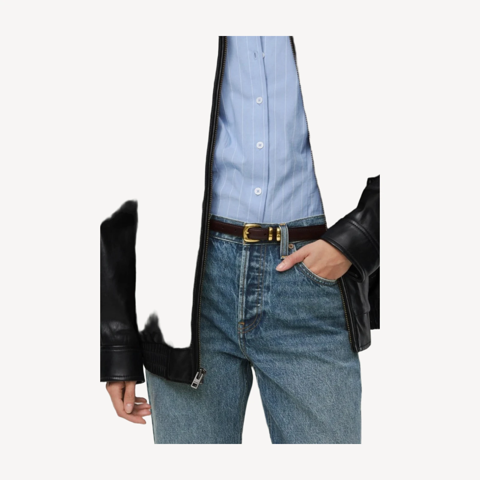 Legendary Solid Brass Slim Belt - Smooth Leather