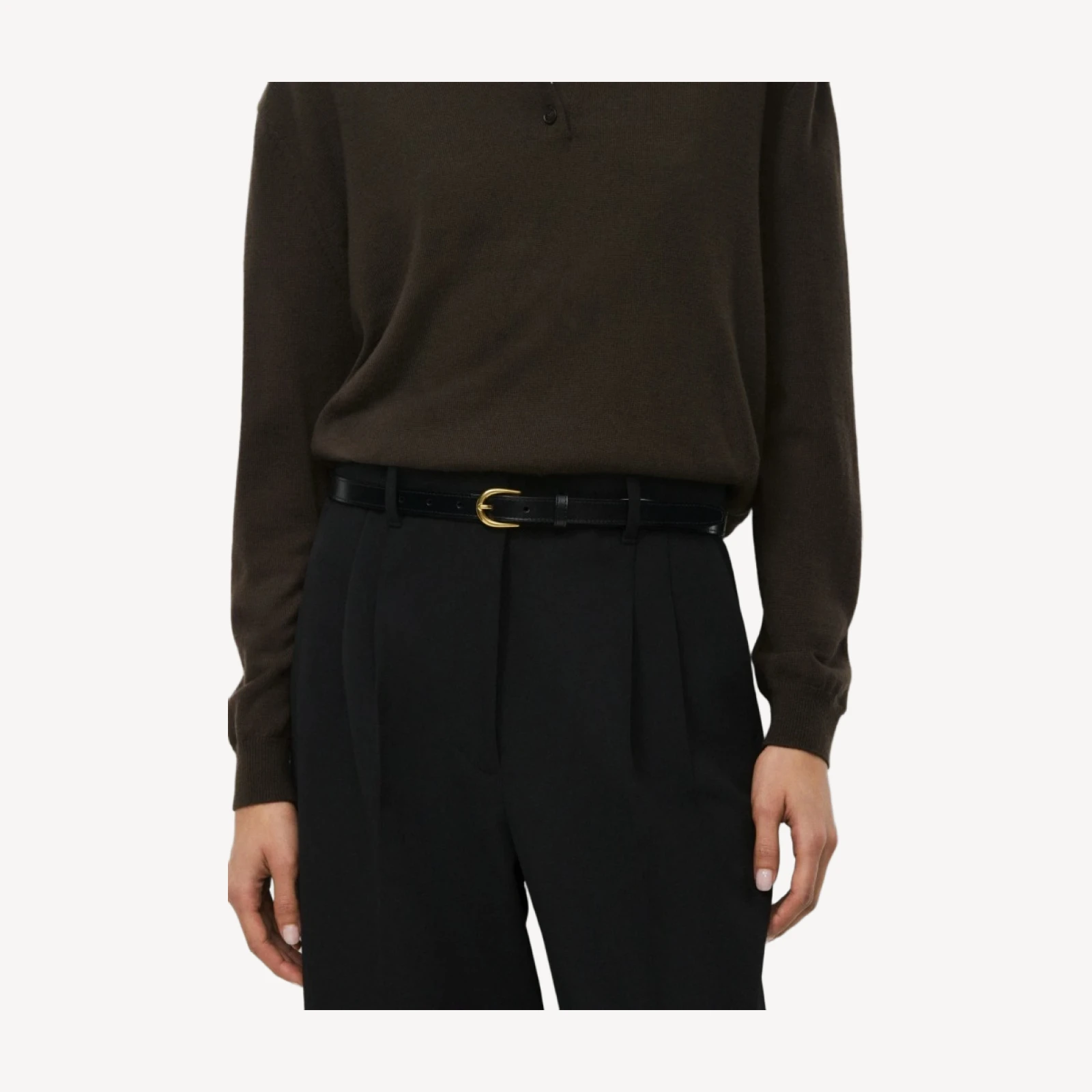 Accent Solid Brass Slim Belt - Smooth Leather