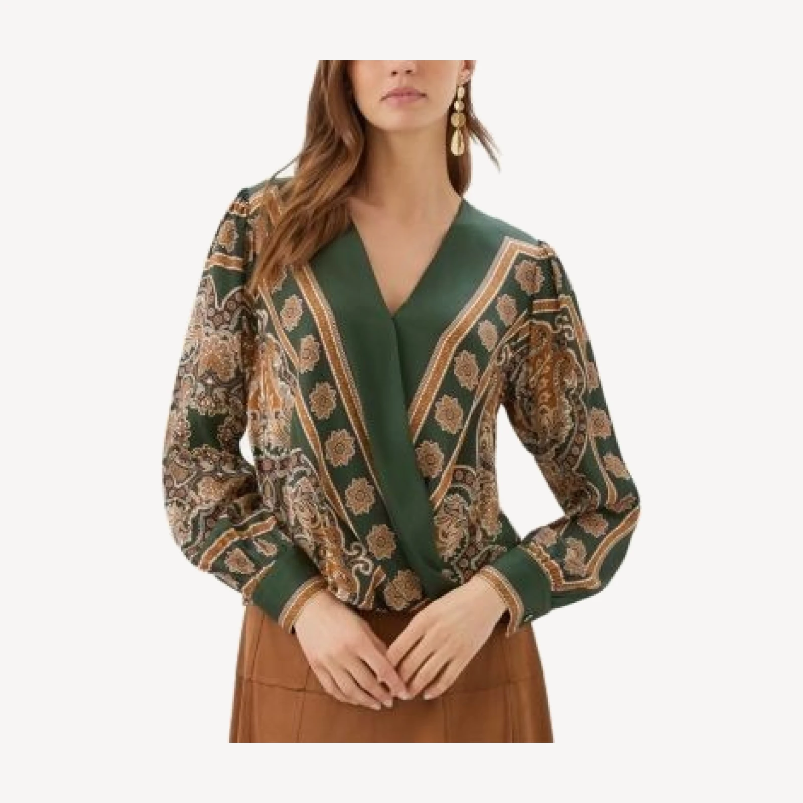 Karen Kane Long Sleeve Drape Front Top