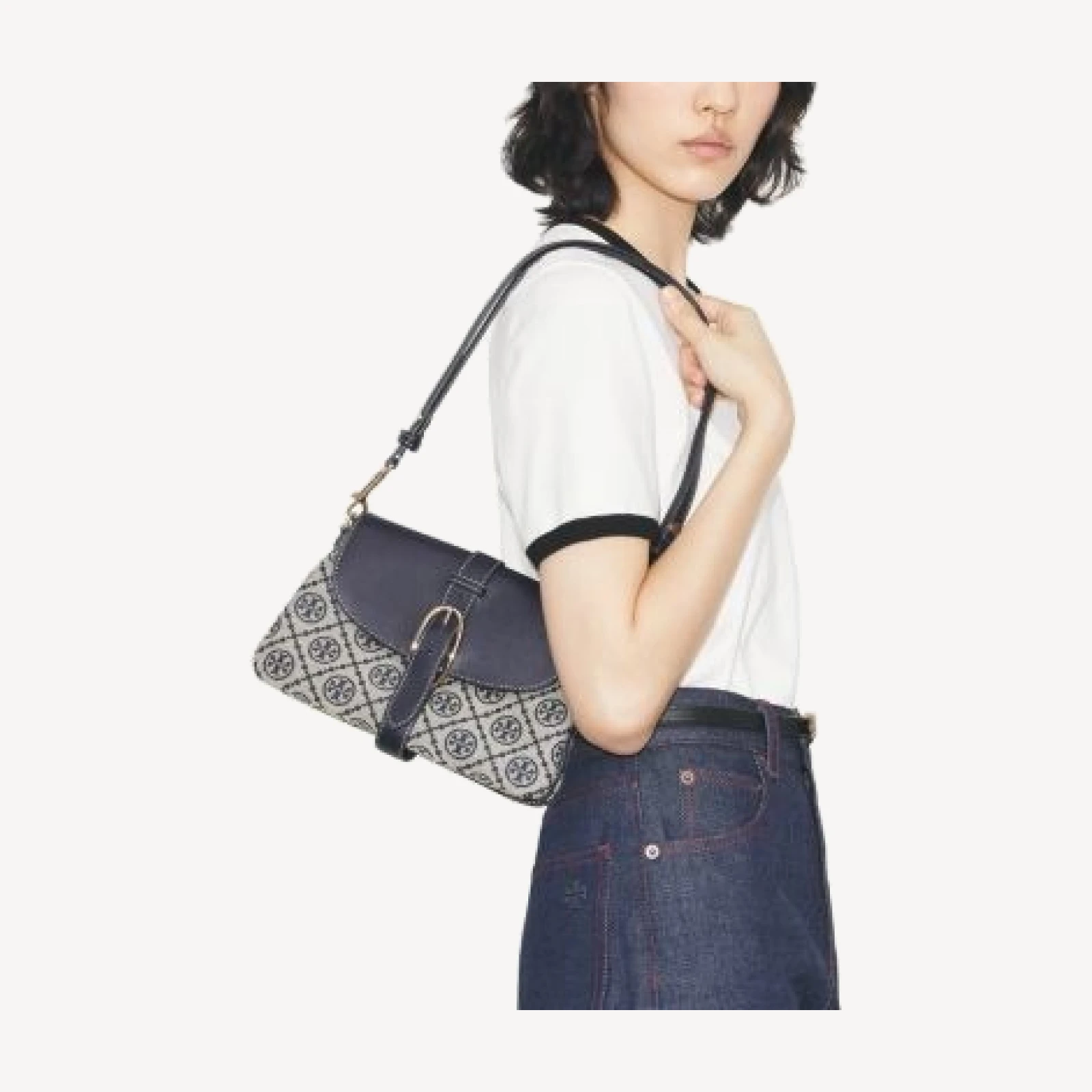 Tory Burch Double T Monogram Small Shoulder Bag