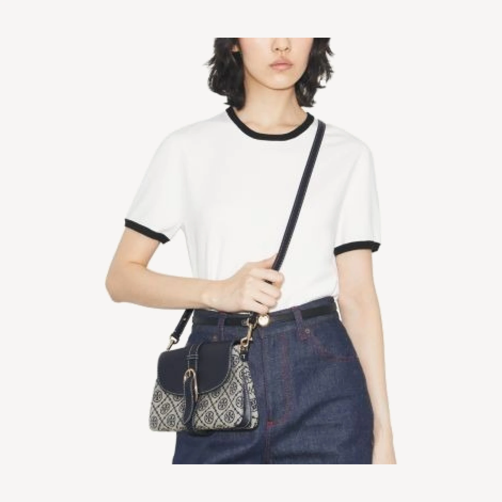 Tory Burch Double T Monogram Small Shoulder Bag