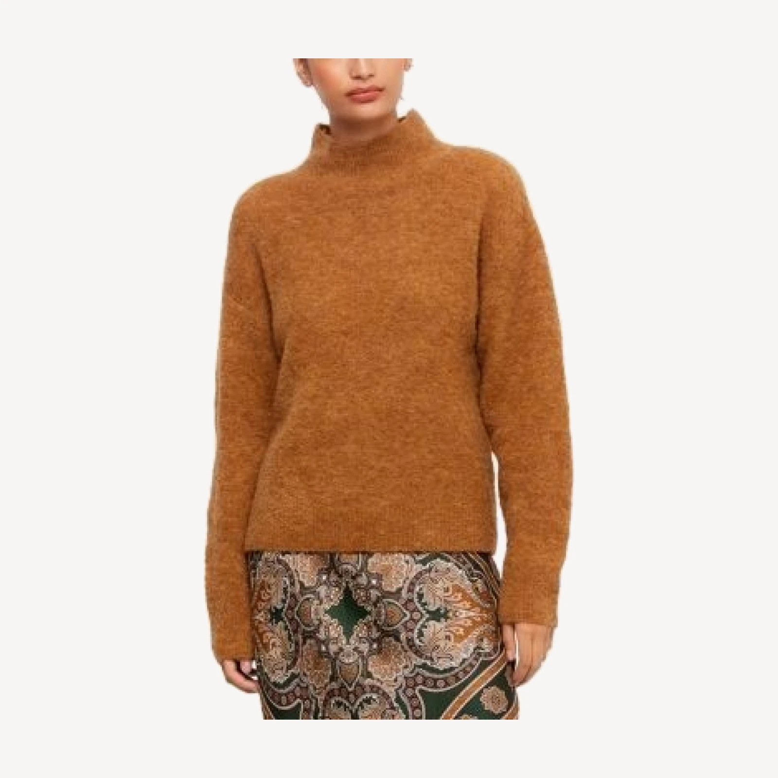 Karen Kane Mock Neck Boucle Knit Sweater