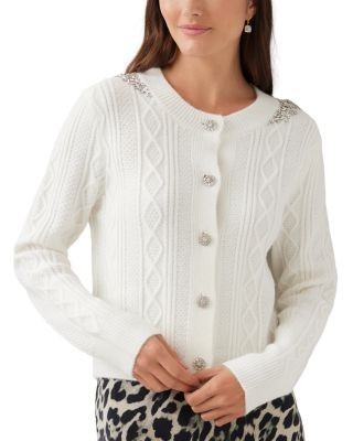 Karen Kane Embellished Crewneck Cardigan Sweater