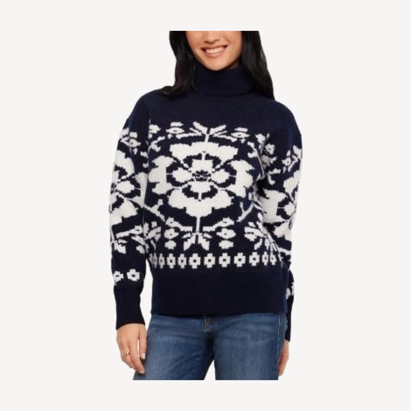 Karen Kane Jacquard Turtleneck Sweater