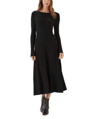 Karen Kane Round Neck Rib Knit Seamless Midi Sweater Dress