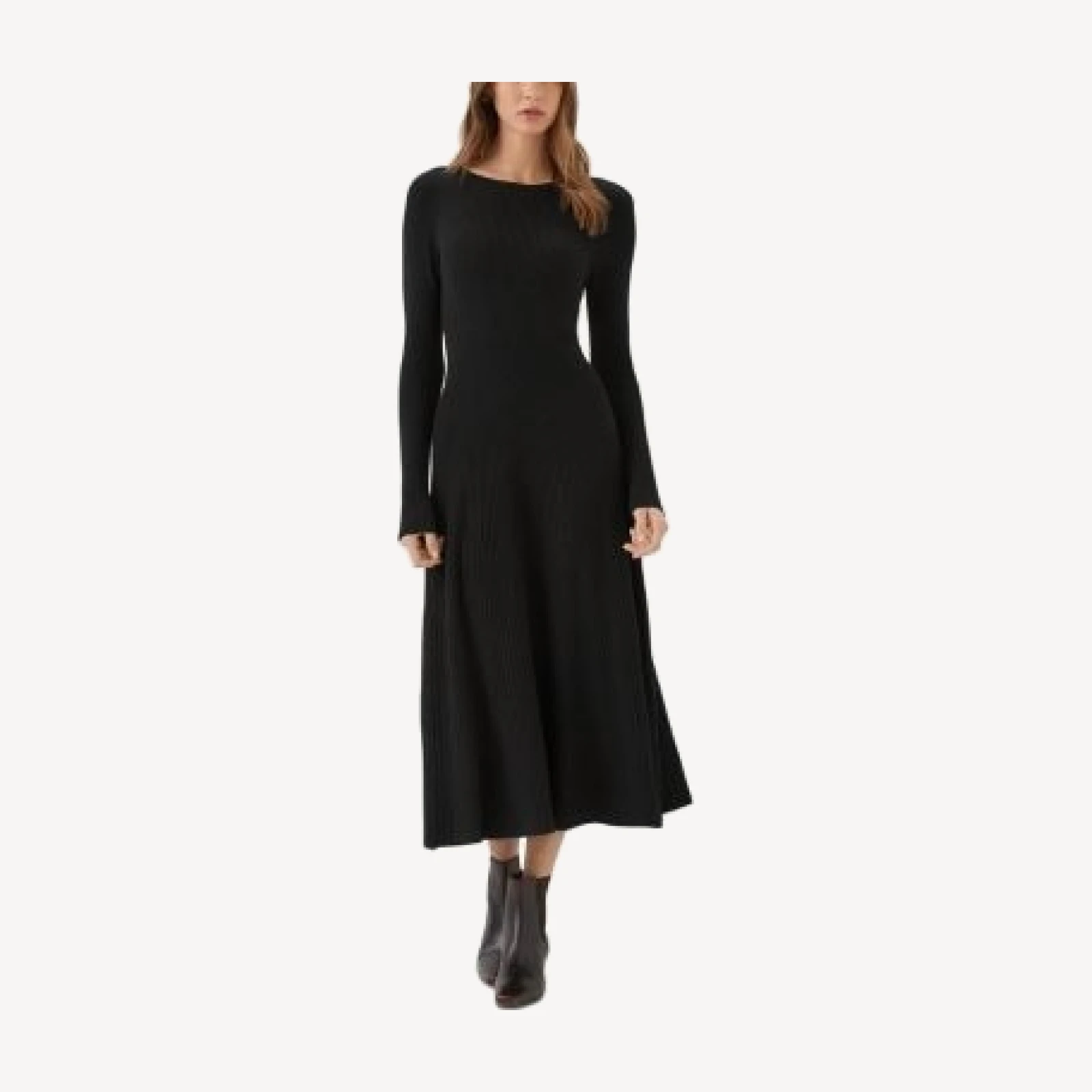 Karen Kane Round Neck Rib Knit Seamless Midi Sweater Dress