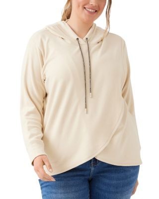 Karen Kane Plus Size Rhinestone Drawstring Crossover Sweatshirt