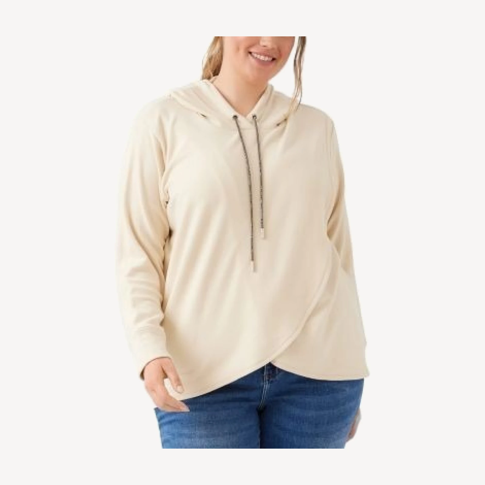 Karen Kane Plus Size Rhinestone Drawstring Crossover Sweatshirt