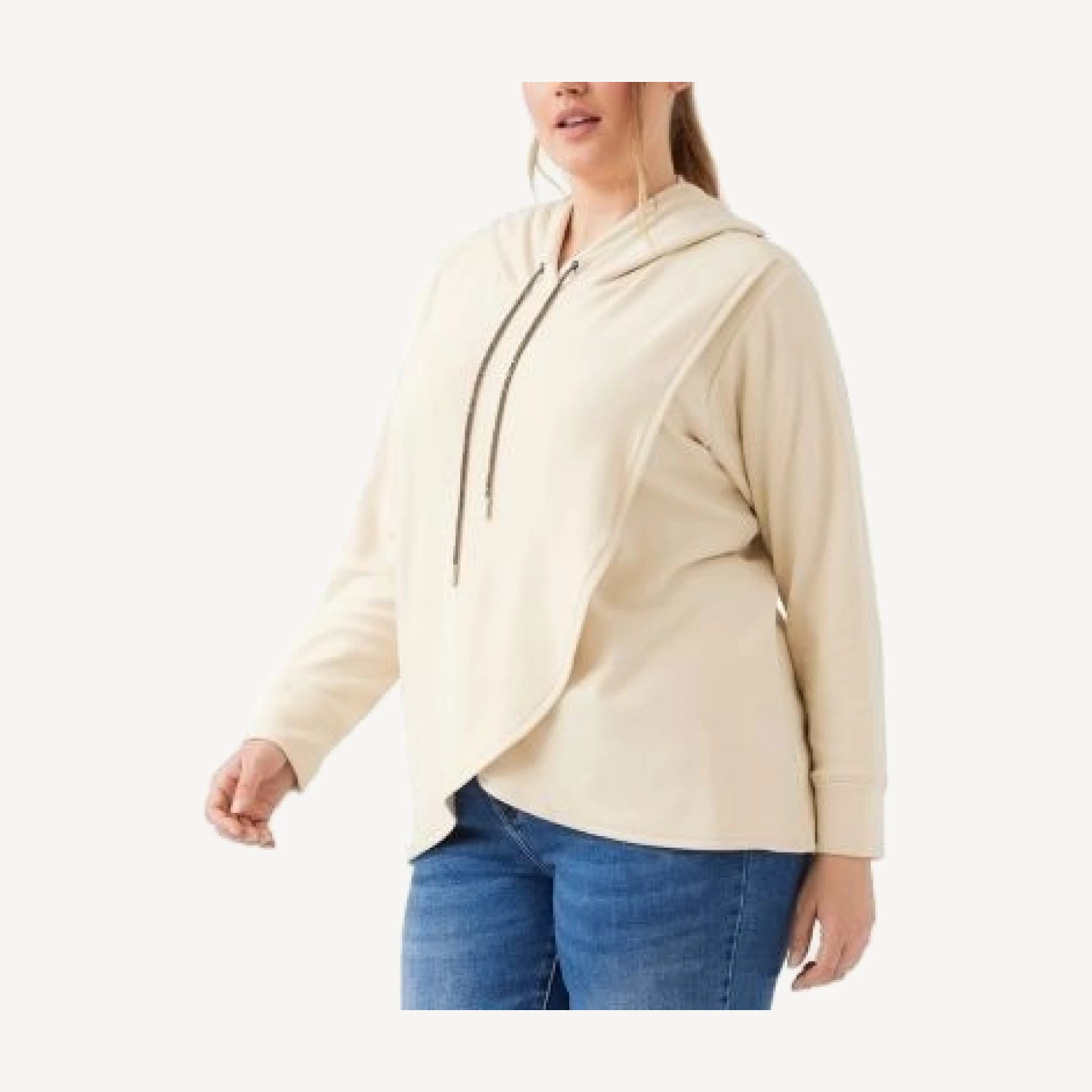 Karen Kane Plus Size Rhinestone Drawstring Crossover Sweatshirt