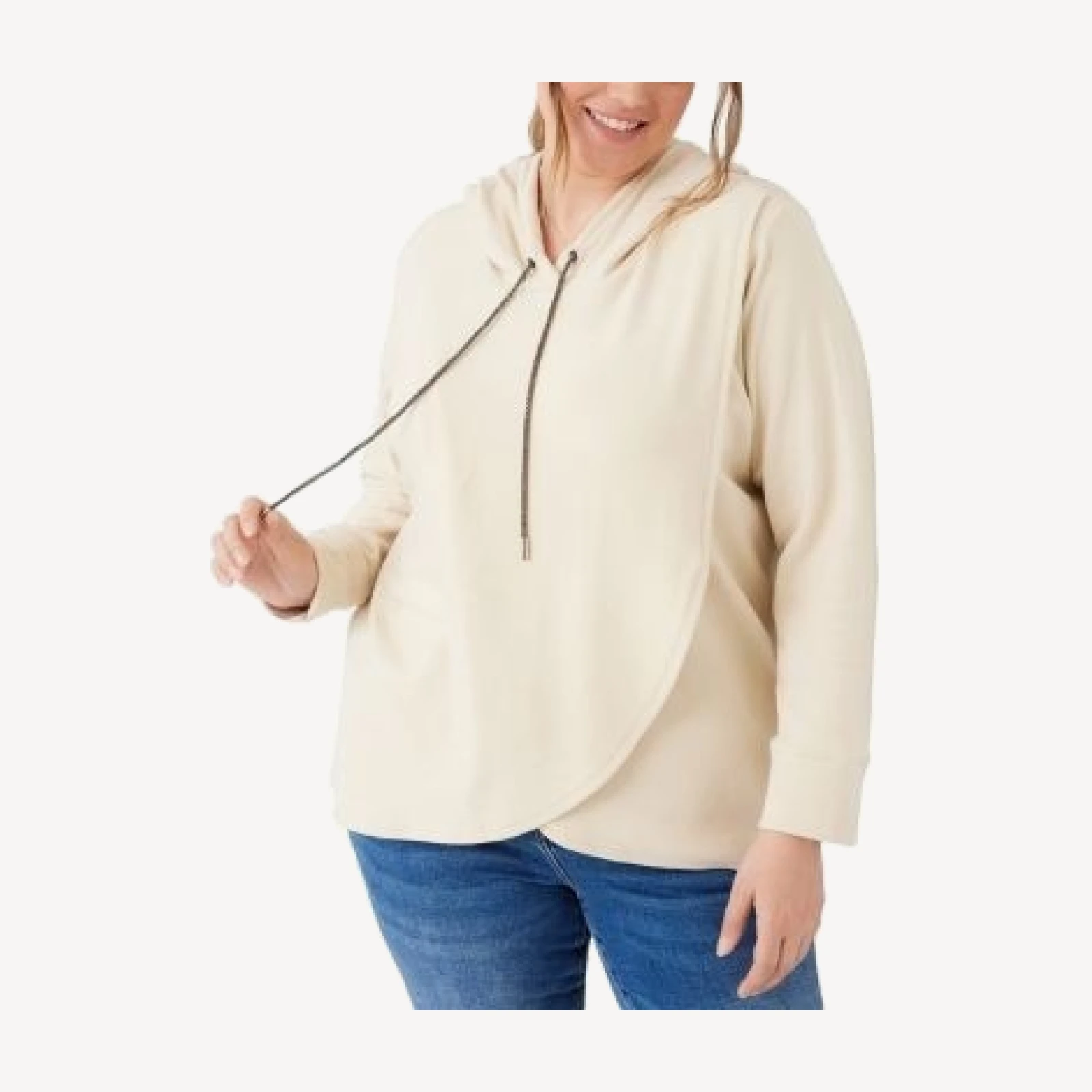 Karen Kane Plus Size Rhinestone Drawstring Crossover Sweatshirt