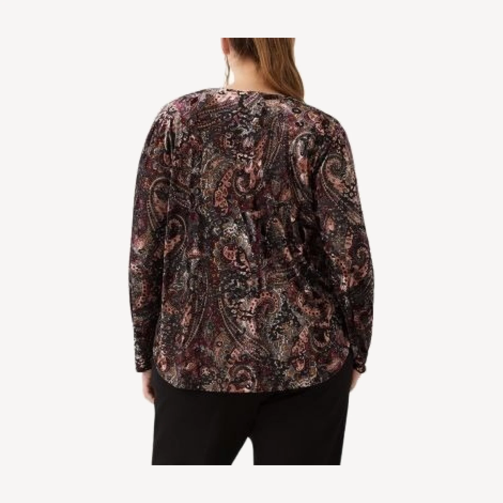 Karen Kane Long Sleeve Velvet Burnout Shirttail Top