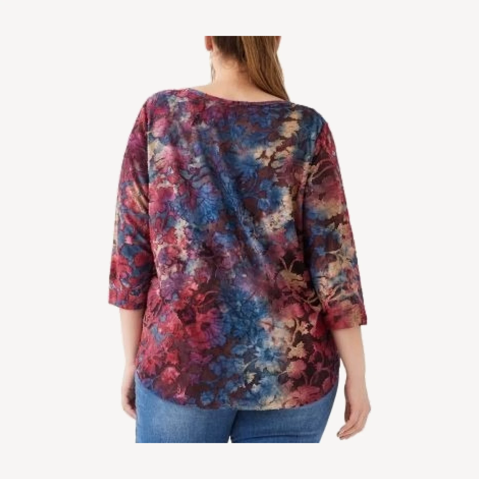 Karen Kane Plus Tie Dyed Burnout Shirttail Top