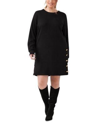Karen Kane Plus Size Round Neck Side Button Dress