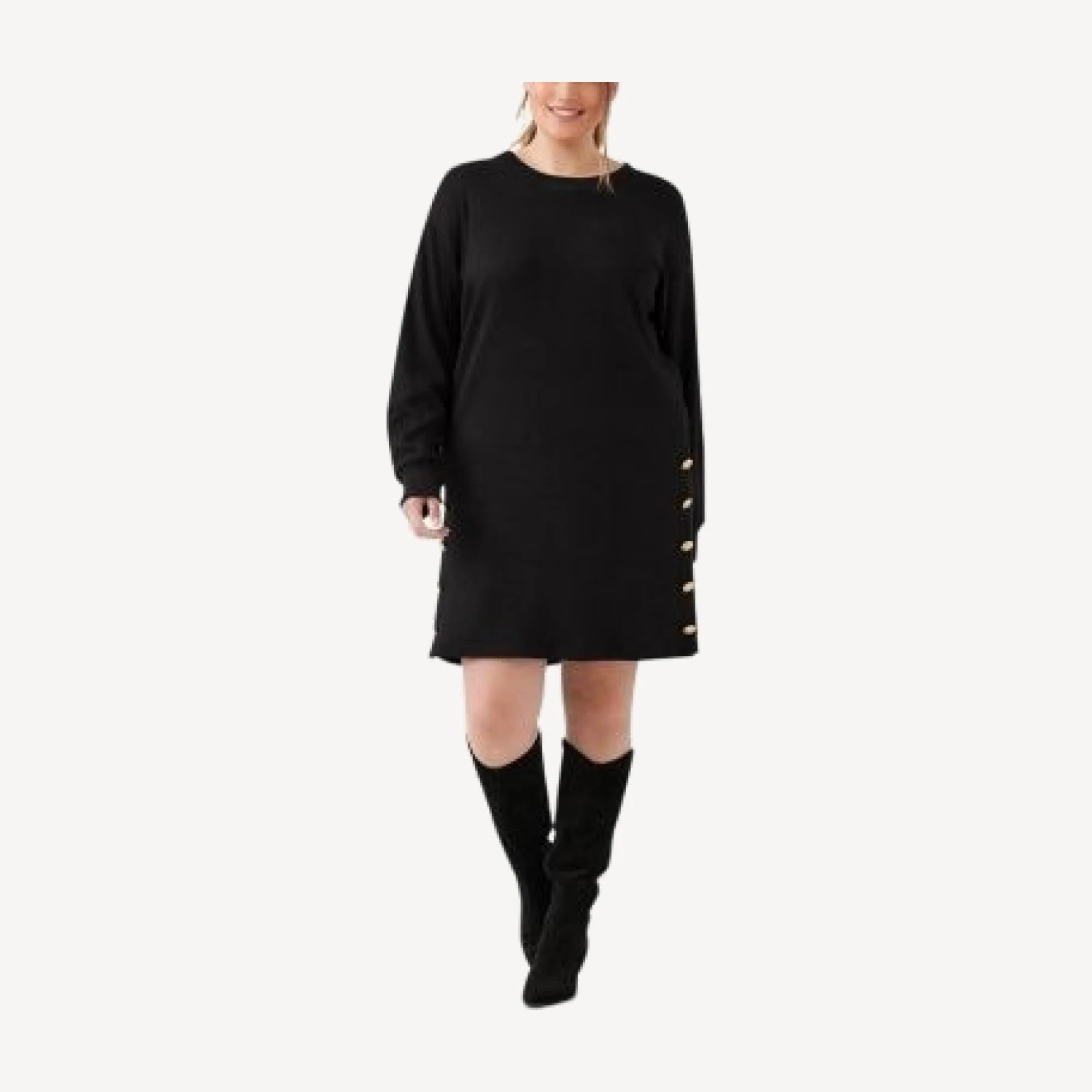 Karen Kane Plus Size Round Neck Side Button Dress