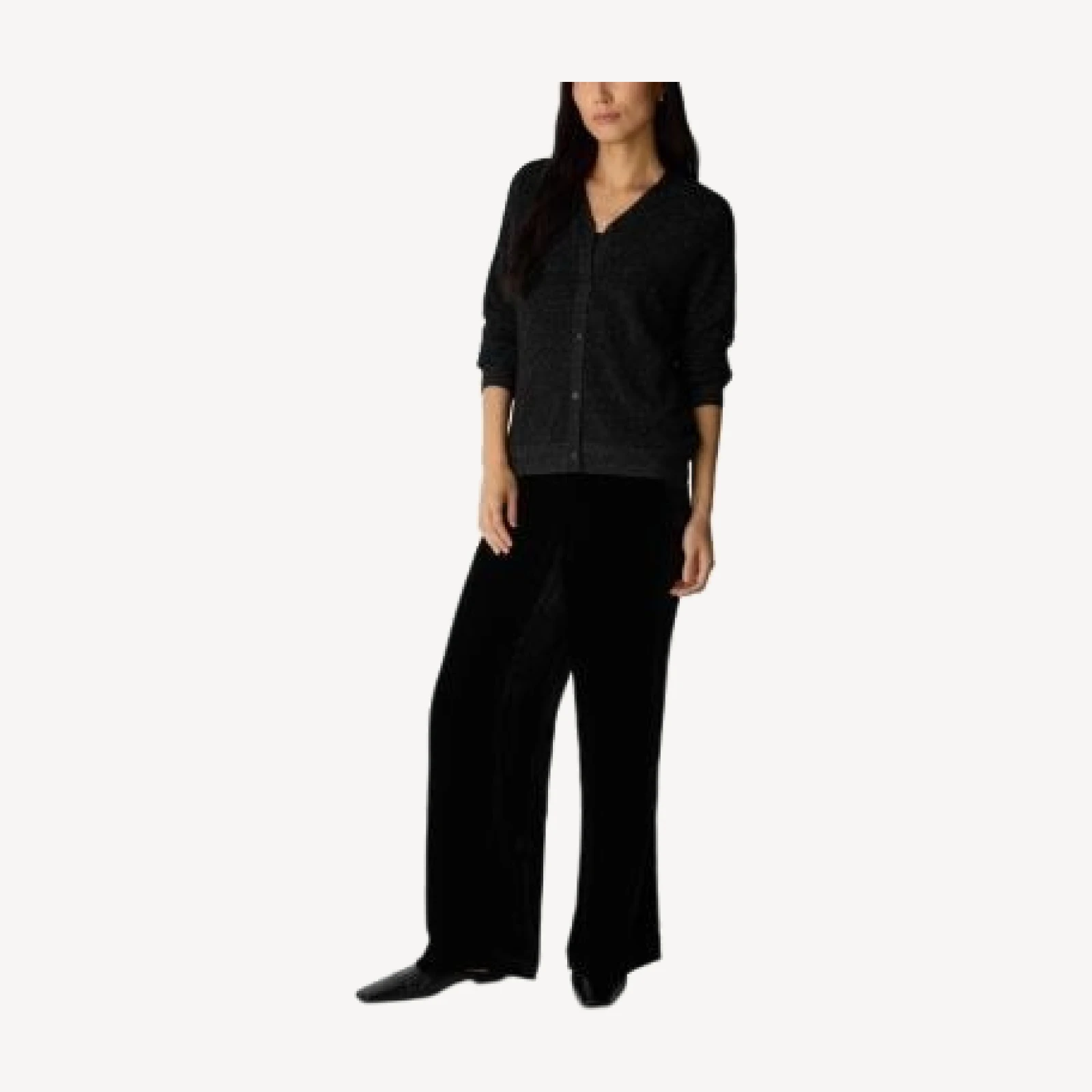 Eileen Fisher Metallic Merino Wool V Neck Cardigan