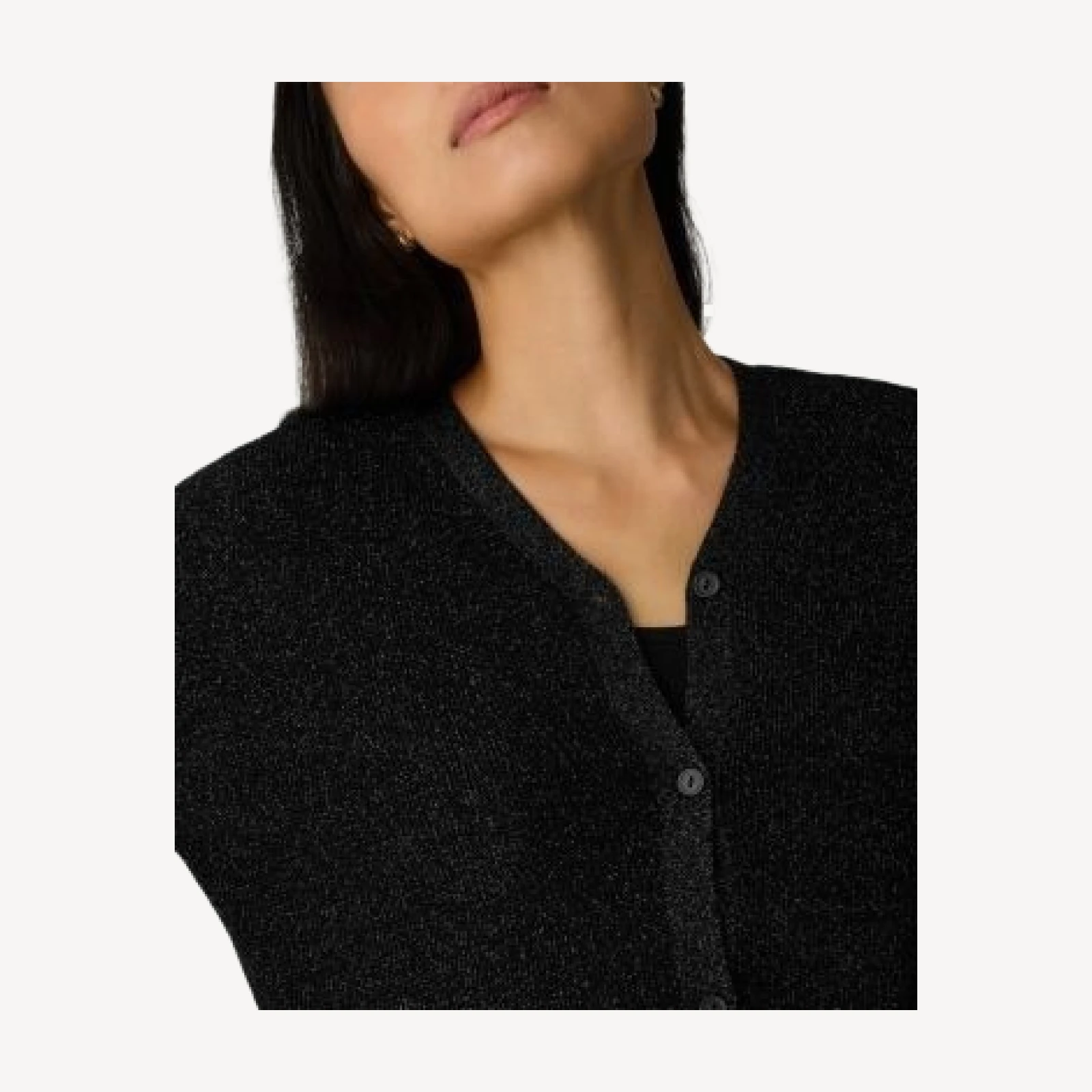 Eileen Fisher Metallic Merino Wool V Neck Cardigan