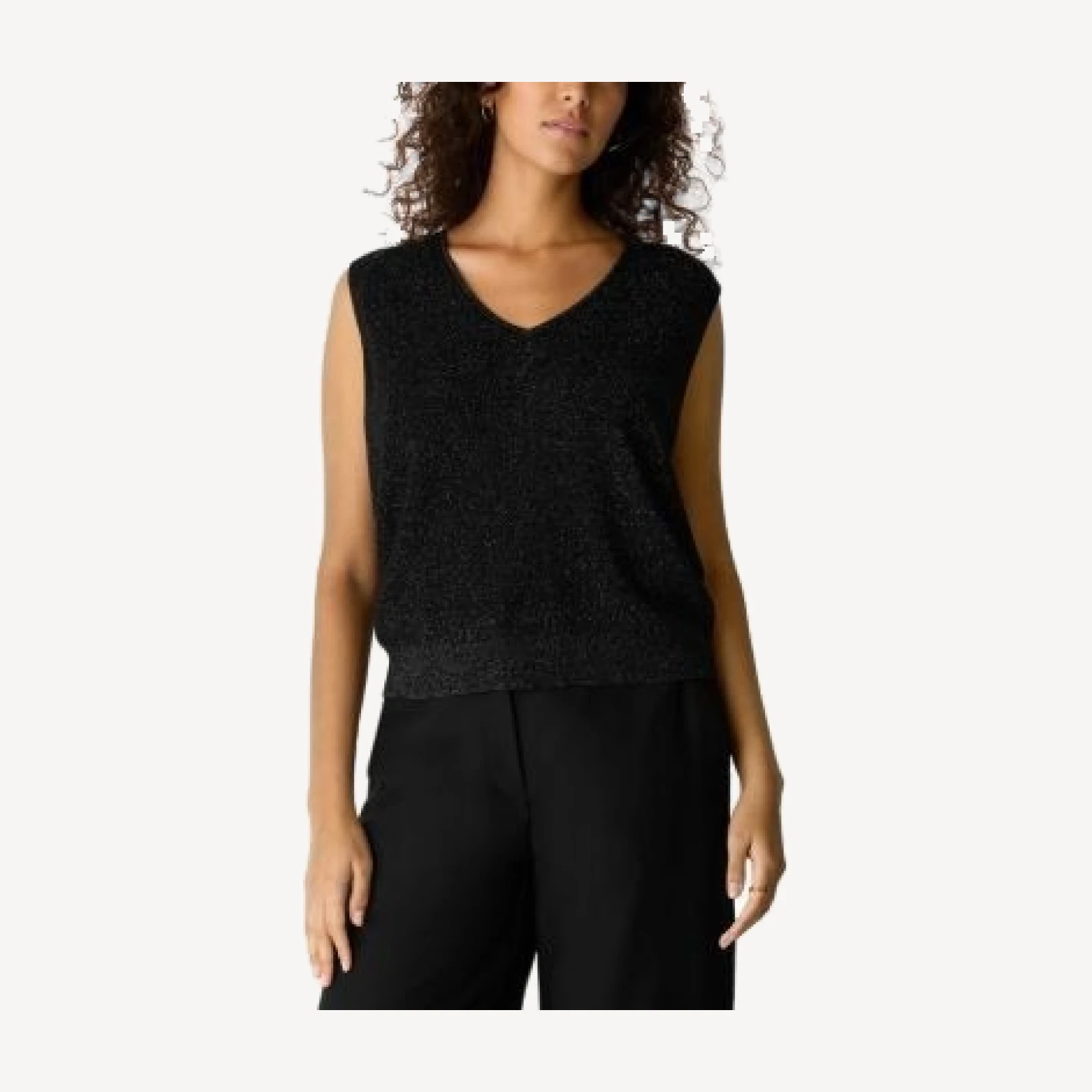 Eileen Fisher Wool Blend Lurex V Neck Vest