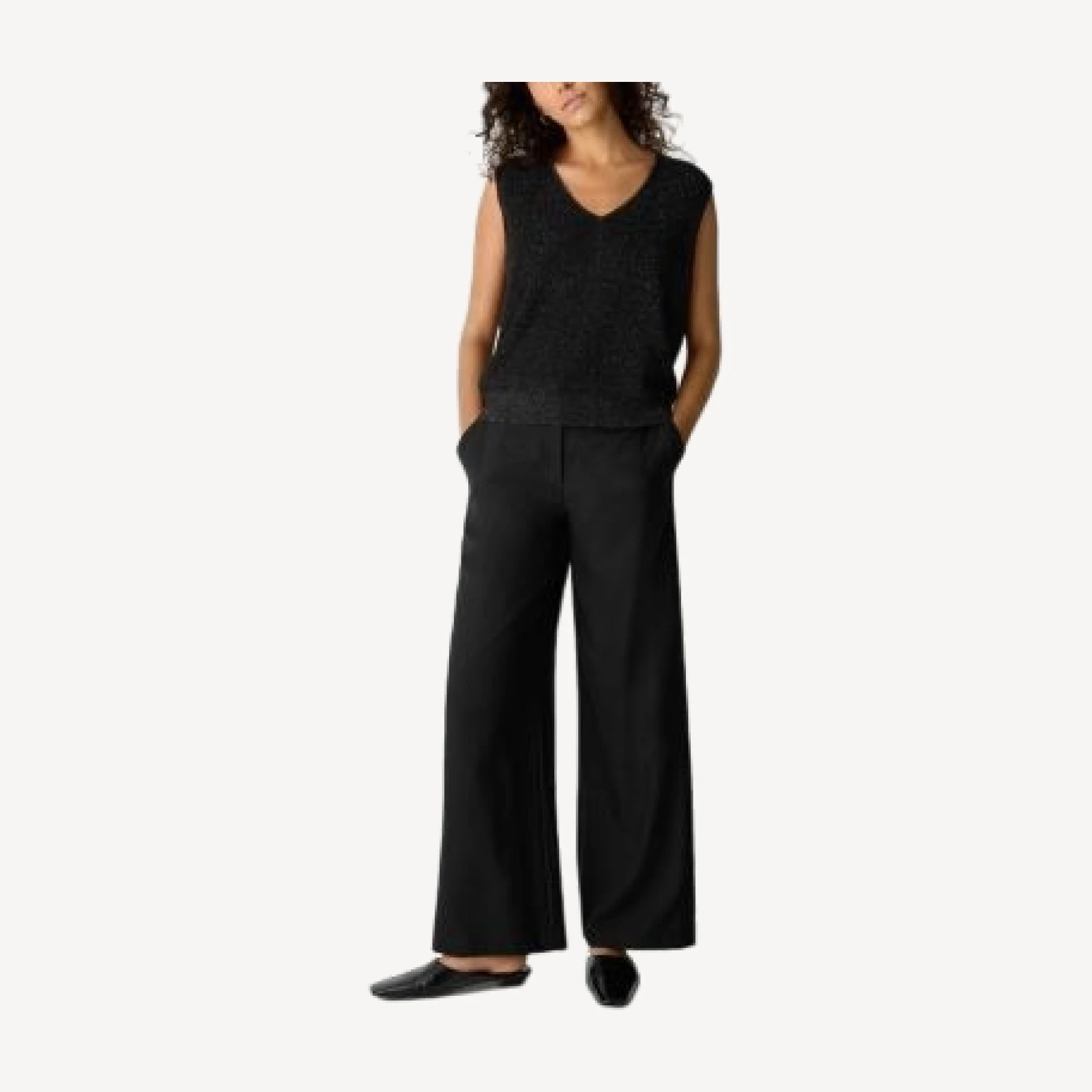 Eileen Fisher Wool Blend Lurex V Neck Vest