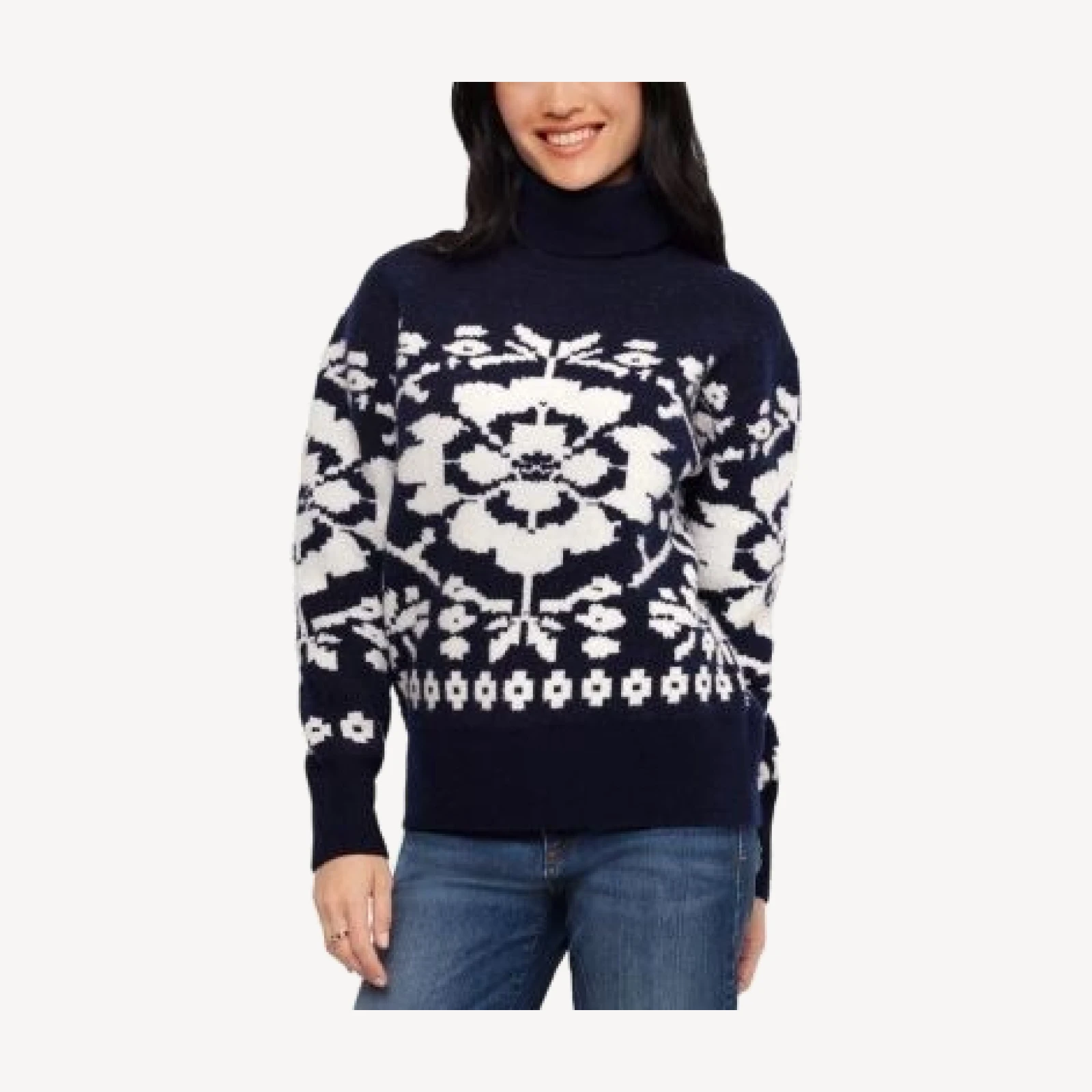 Karen Kane Jacquard Turtleneck Sweater