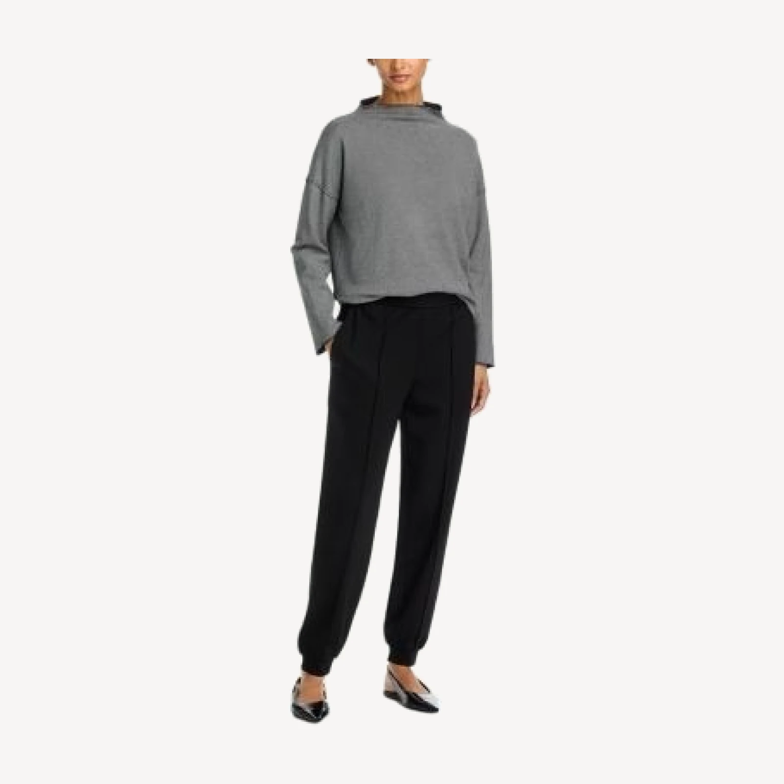Eileen Fisher Double Knit Funnel Neck Reversible Top