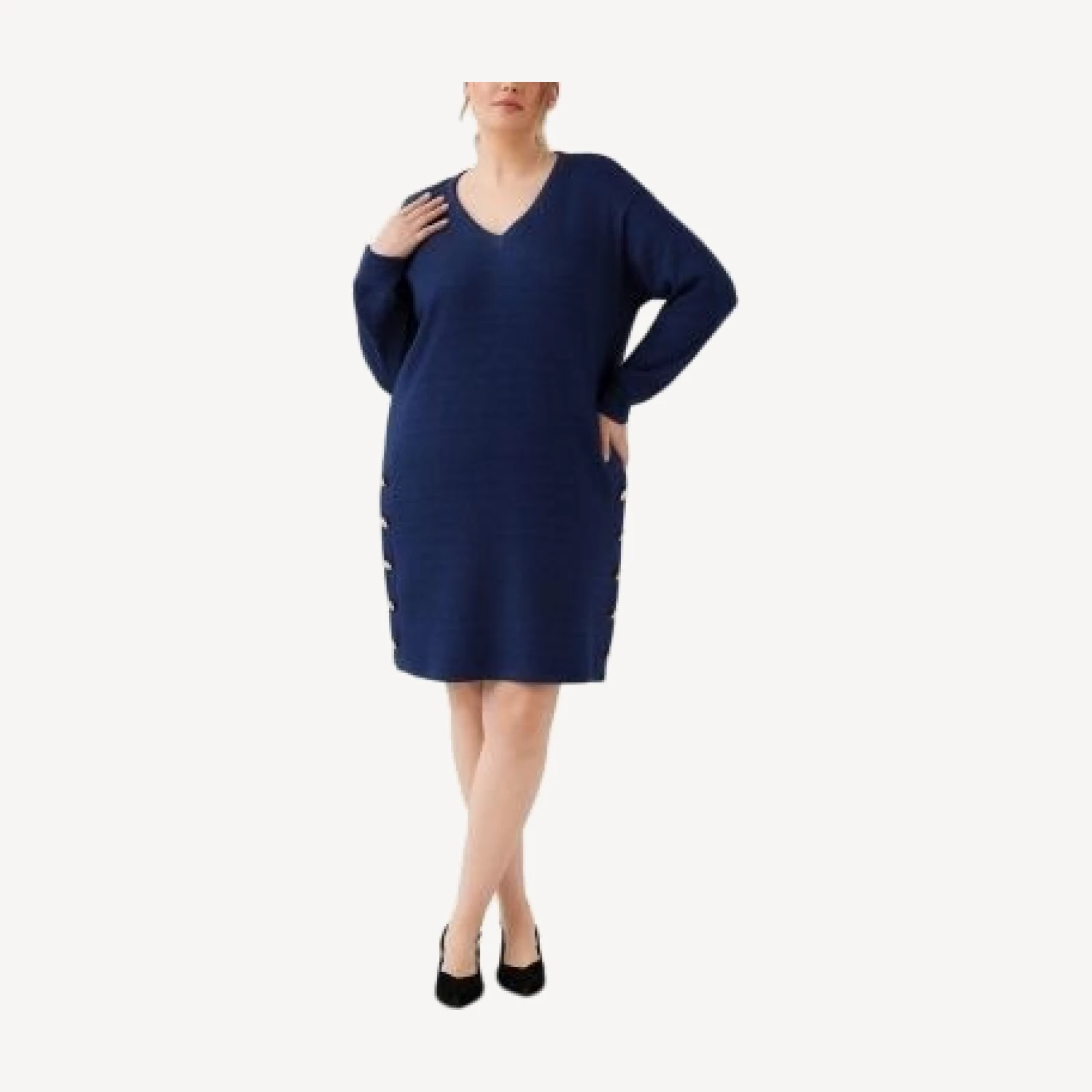 Karen Kane Plus Long Sleeve Button Detail Dress
