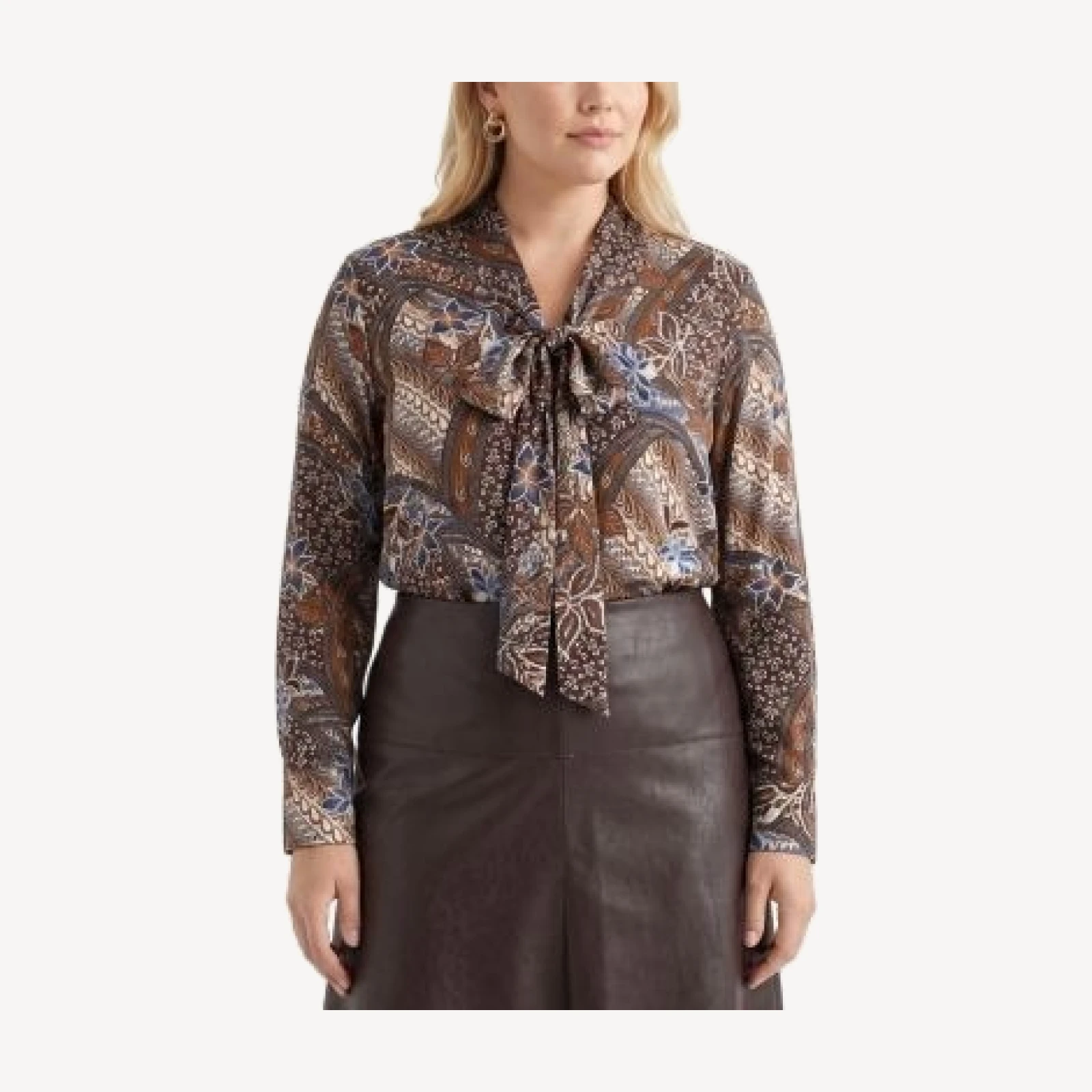 Karen Kane Plus Size Tie Neck Long Sleeve Top