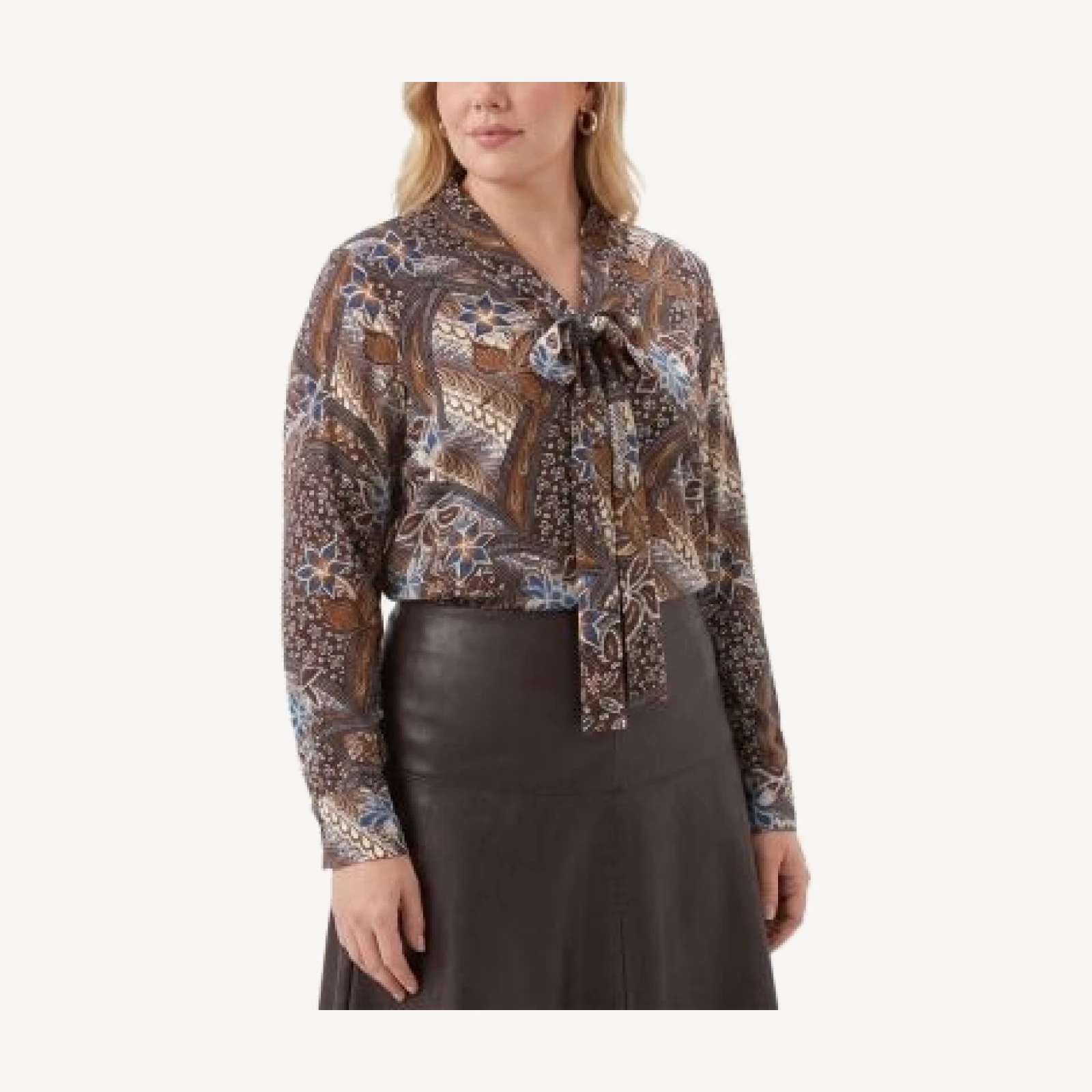 Karen Kane Plus Size Tie Neck Long Sleeve Top