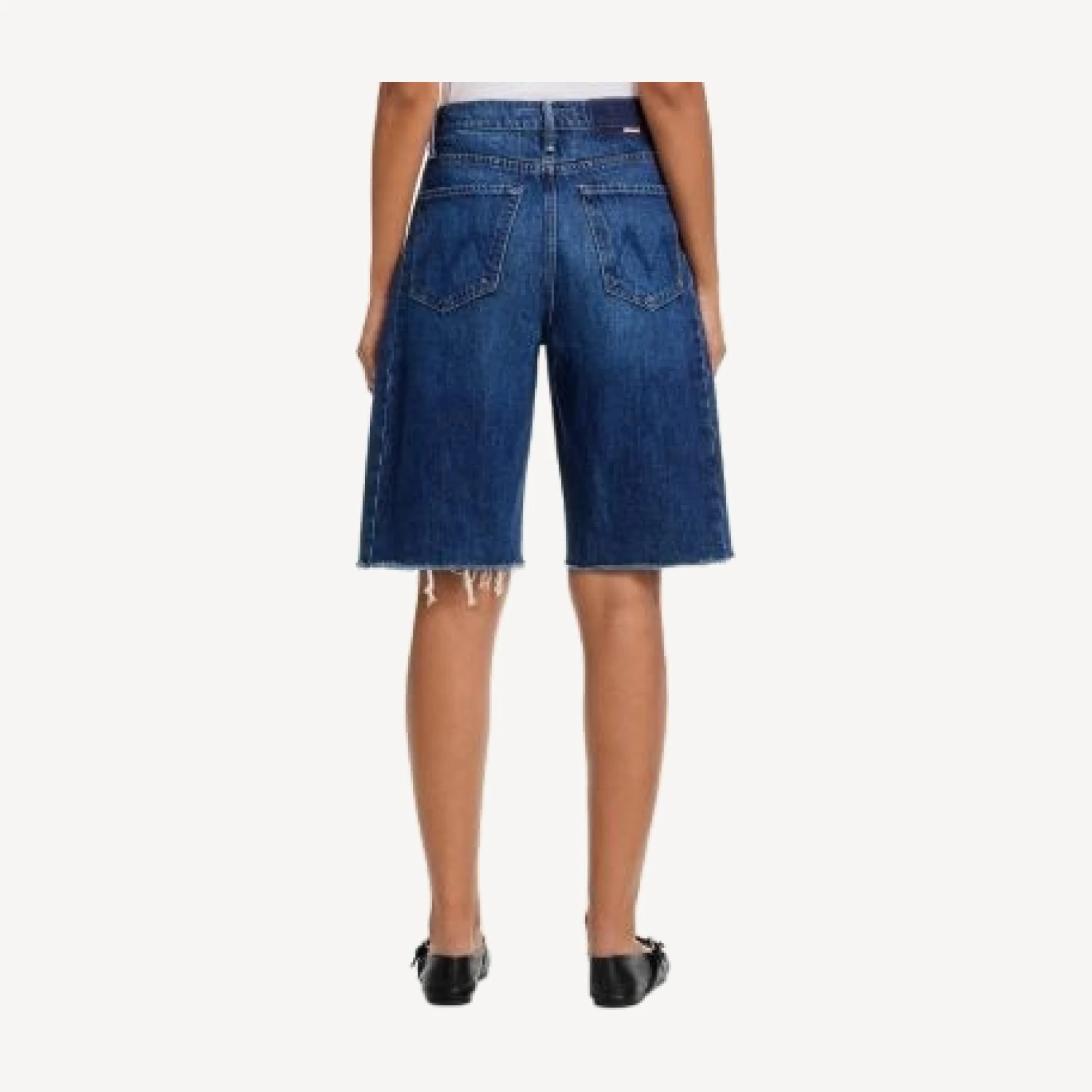 Mother The Halfpipe High Rise Bermuda Fray Jean Shorts in Did You Bring Me Anything