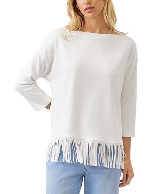 Karen Kane Boat Neck Fringe Trim Top