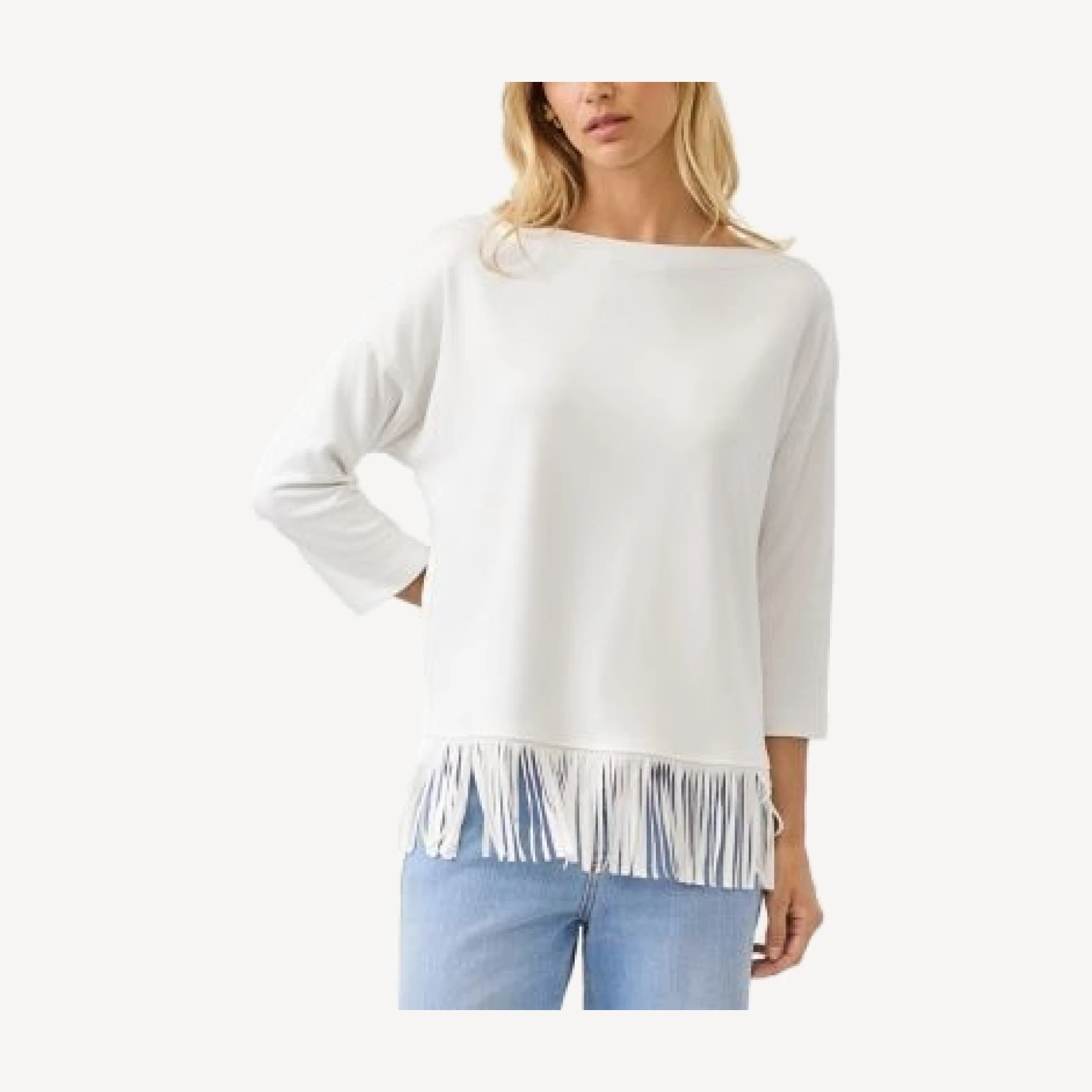 Karen Kane Boat Neck Fringe Trim Top