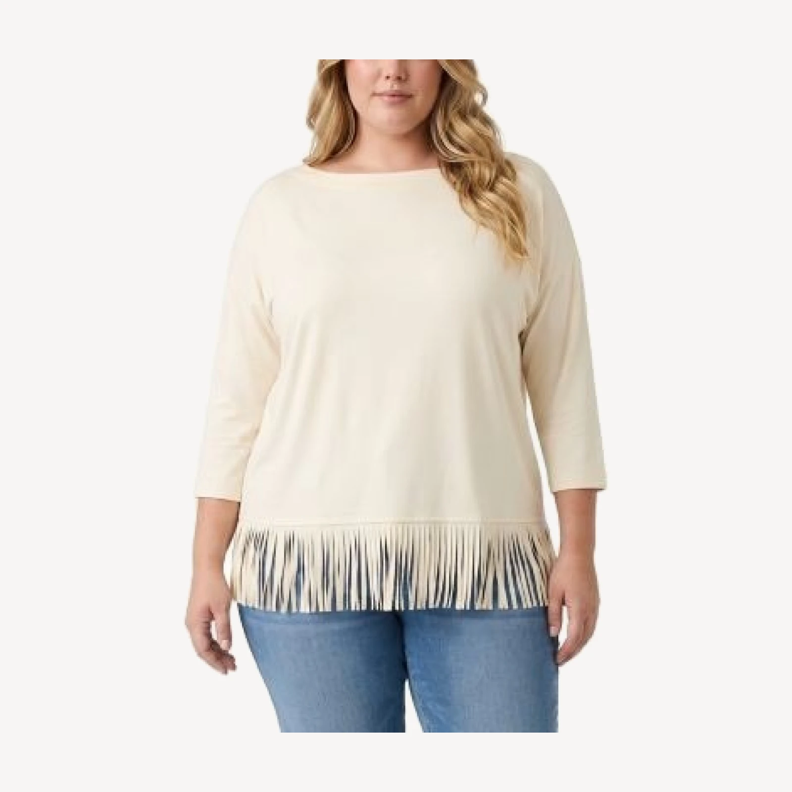 Karen Kane Boat Neck Fringe Trim Top