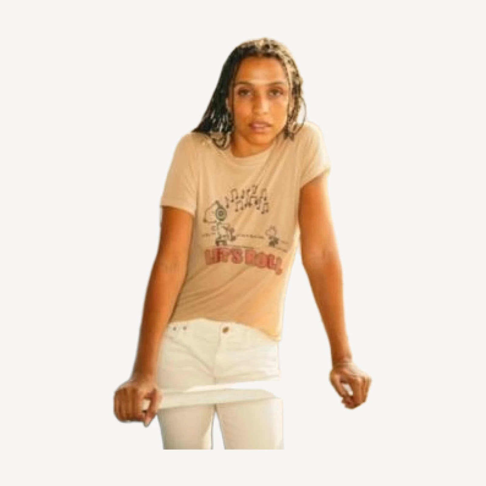 Junk Food Clothing Women's Peanuts Let's Roll Vintage-like Tissue Tee