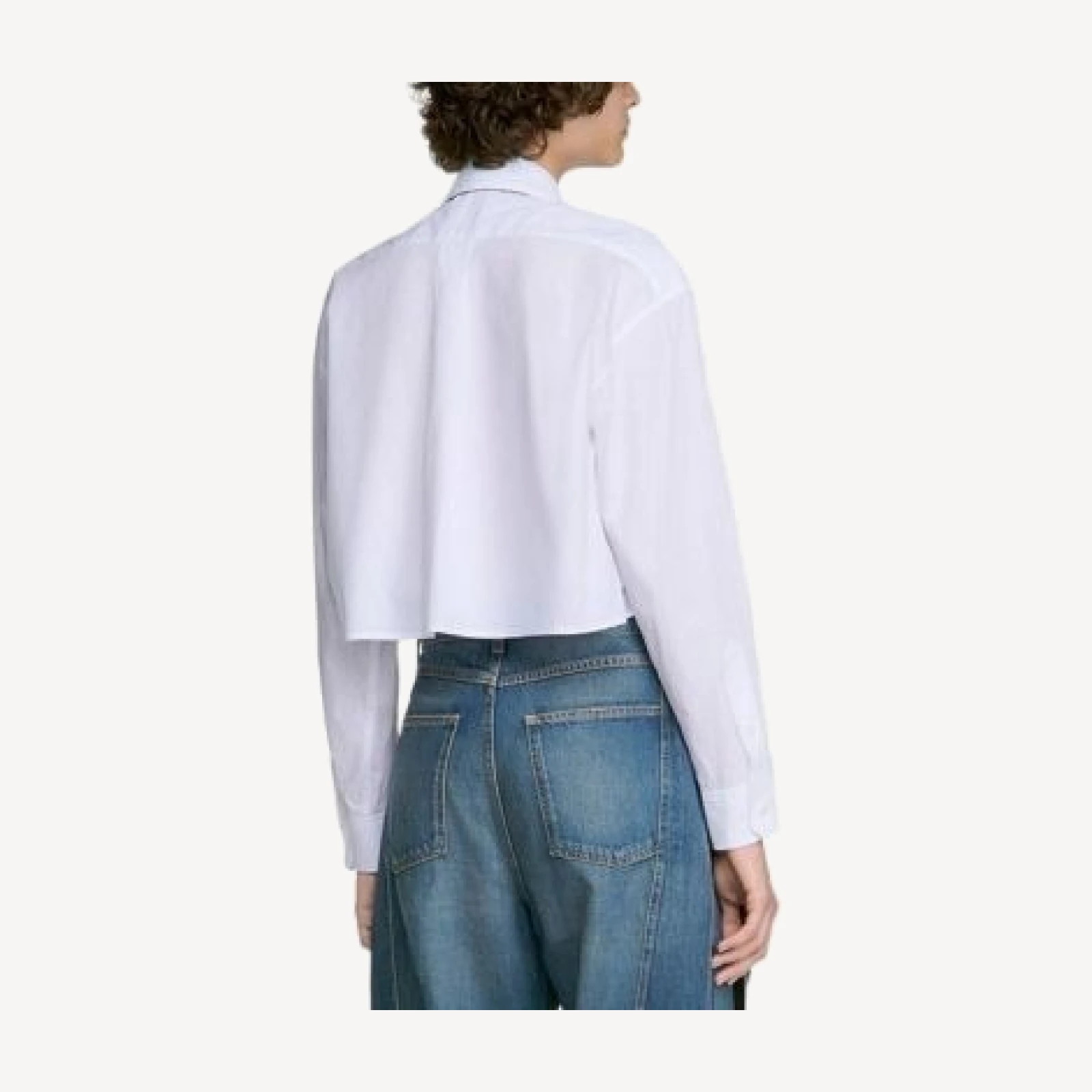 Sandro Topstitched Wide Leg Panel Jeans in Blue Jean