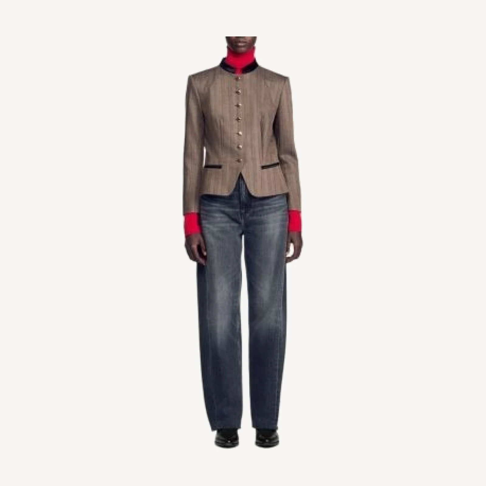 Sandro Ryan High Rise Barrel Leg Jeans in Dark Grey