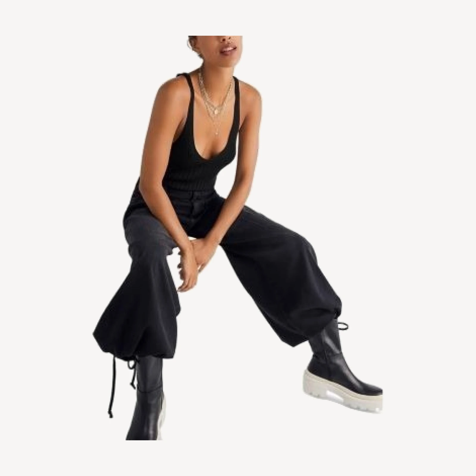 Free People Lotus Mid Rise Balloon Jeans in Smoke Show