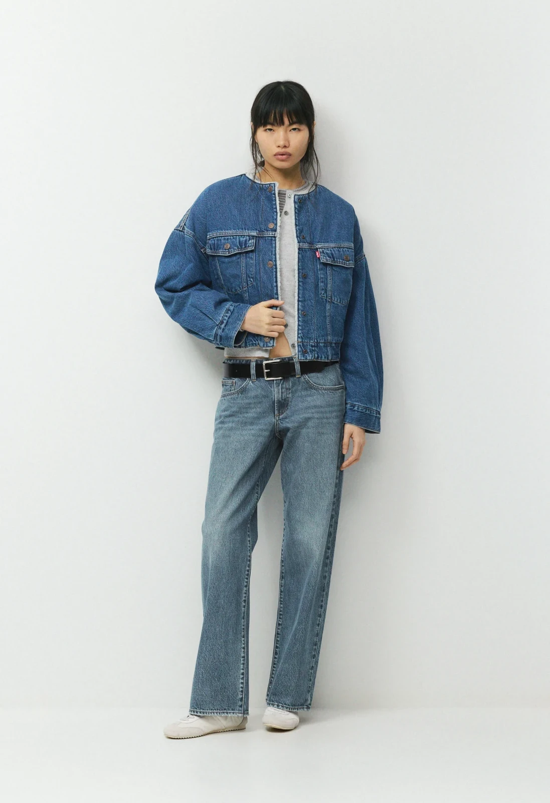Levi's Collarless Crop Sherpa Trucker Jacket