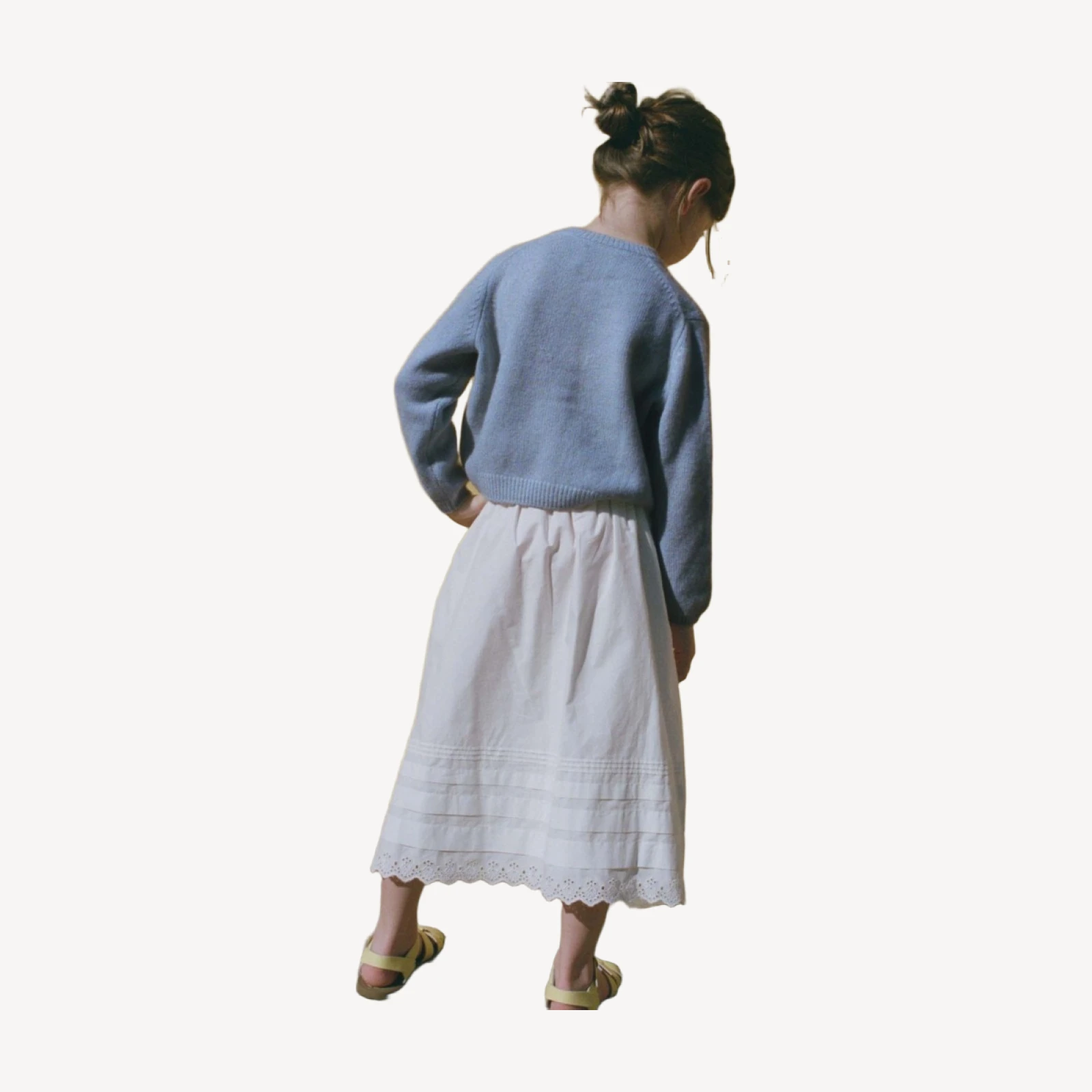 PETIT GARDENIA CASHMERE CARDIGAN -- CLEAR SKY