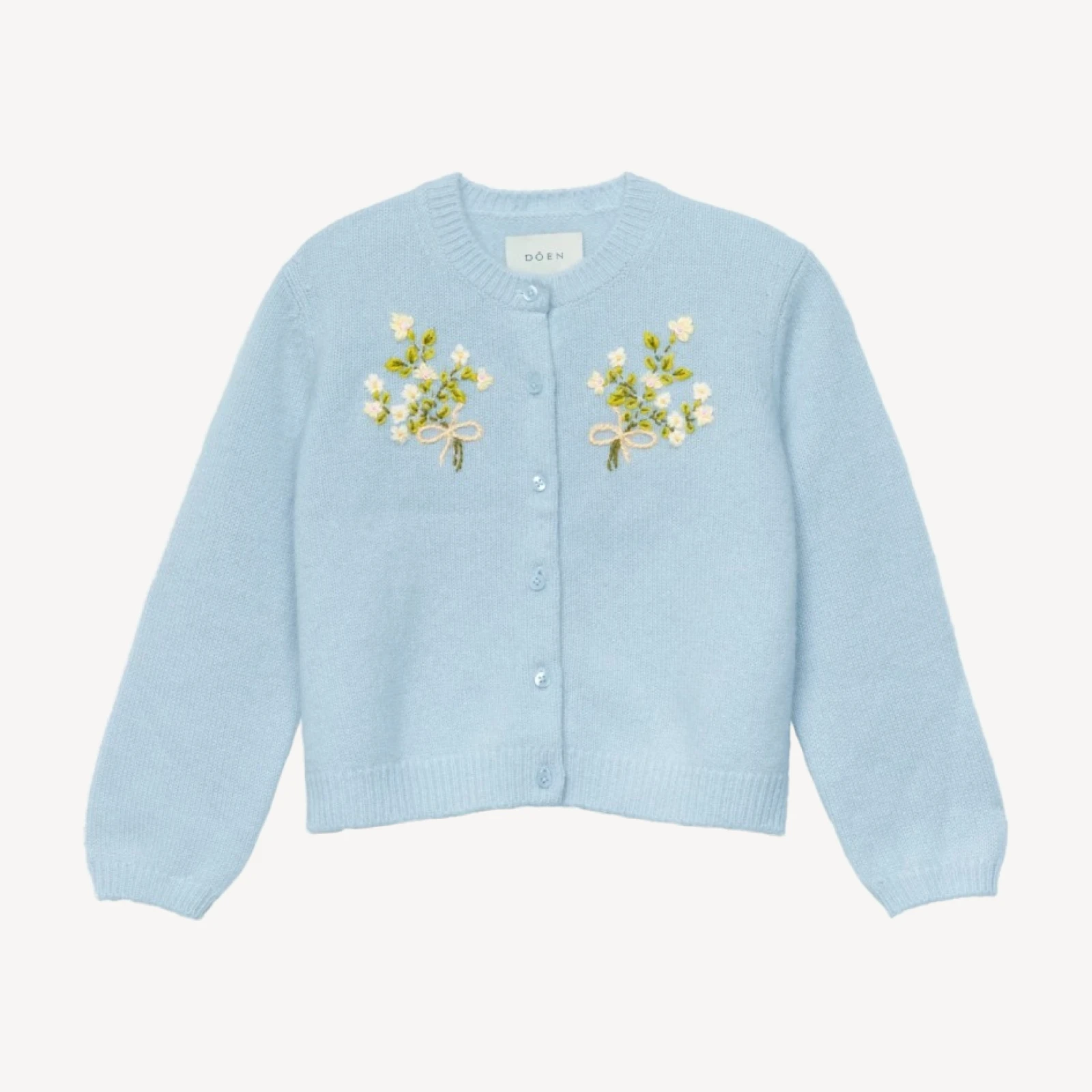 PETIT GARDENIA CASHMERE CARDIGAN -- CLEAR SKY