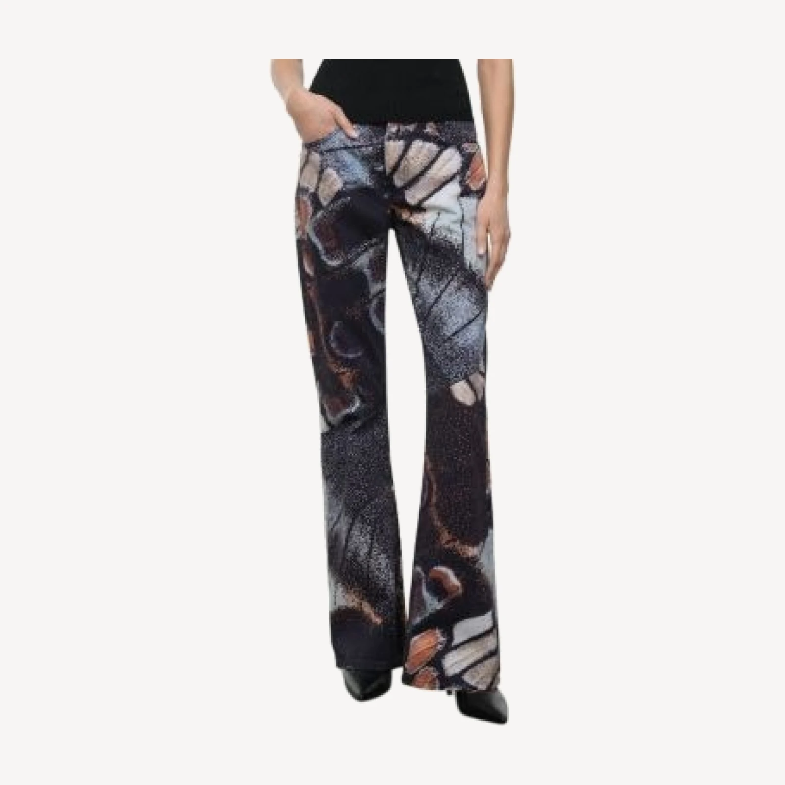 Staud Franky Mid Rise Flare Jeans in Butterfly Sky