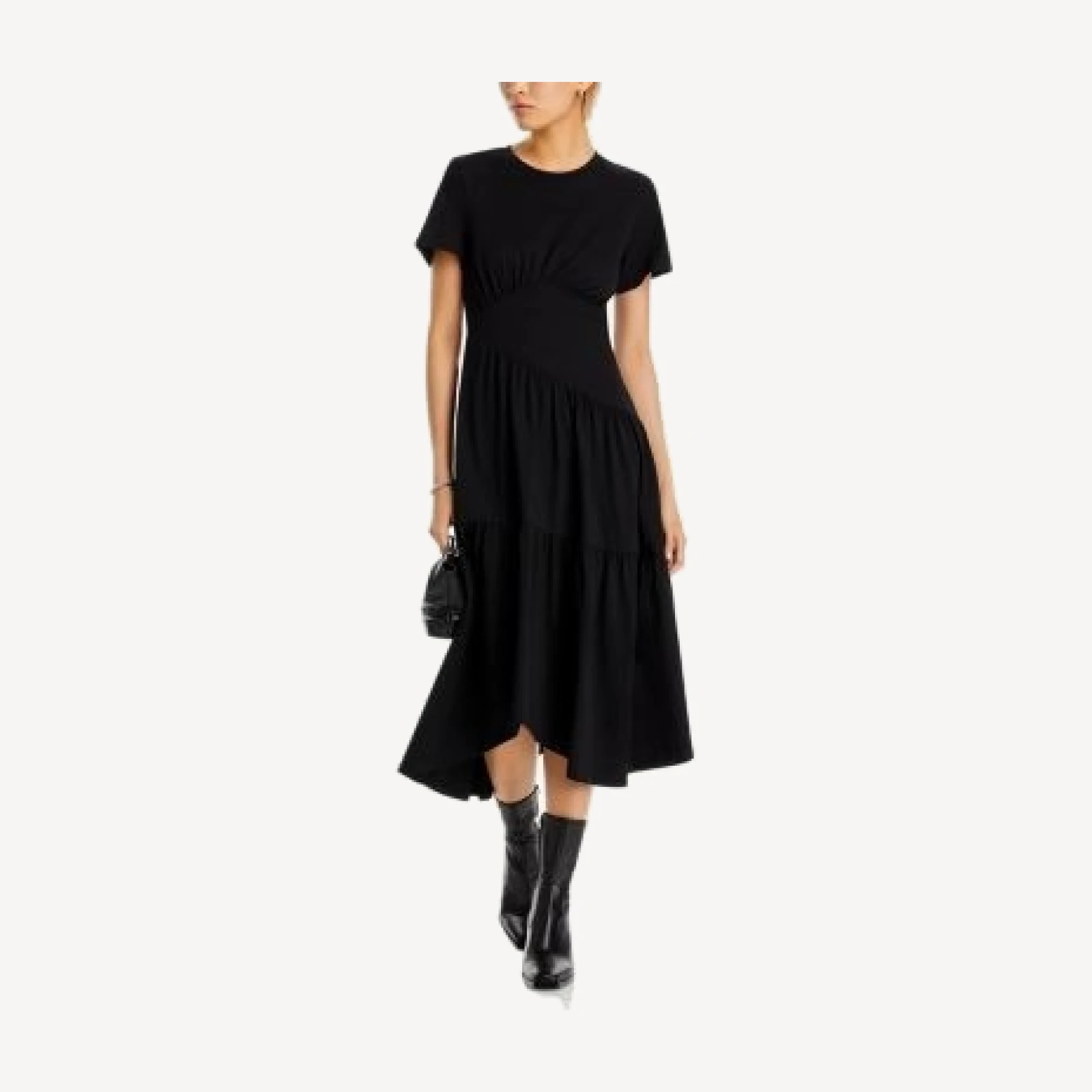 Frame Gathered Seam Short Sleeve Dress