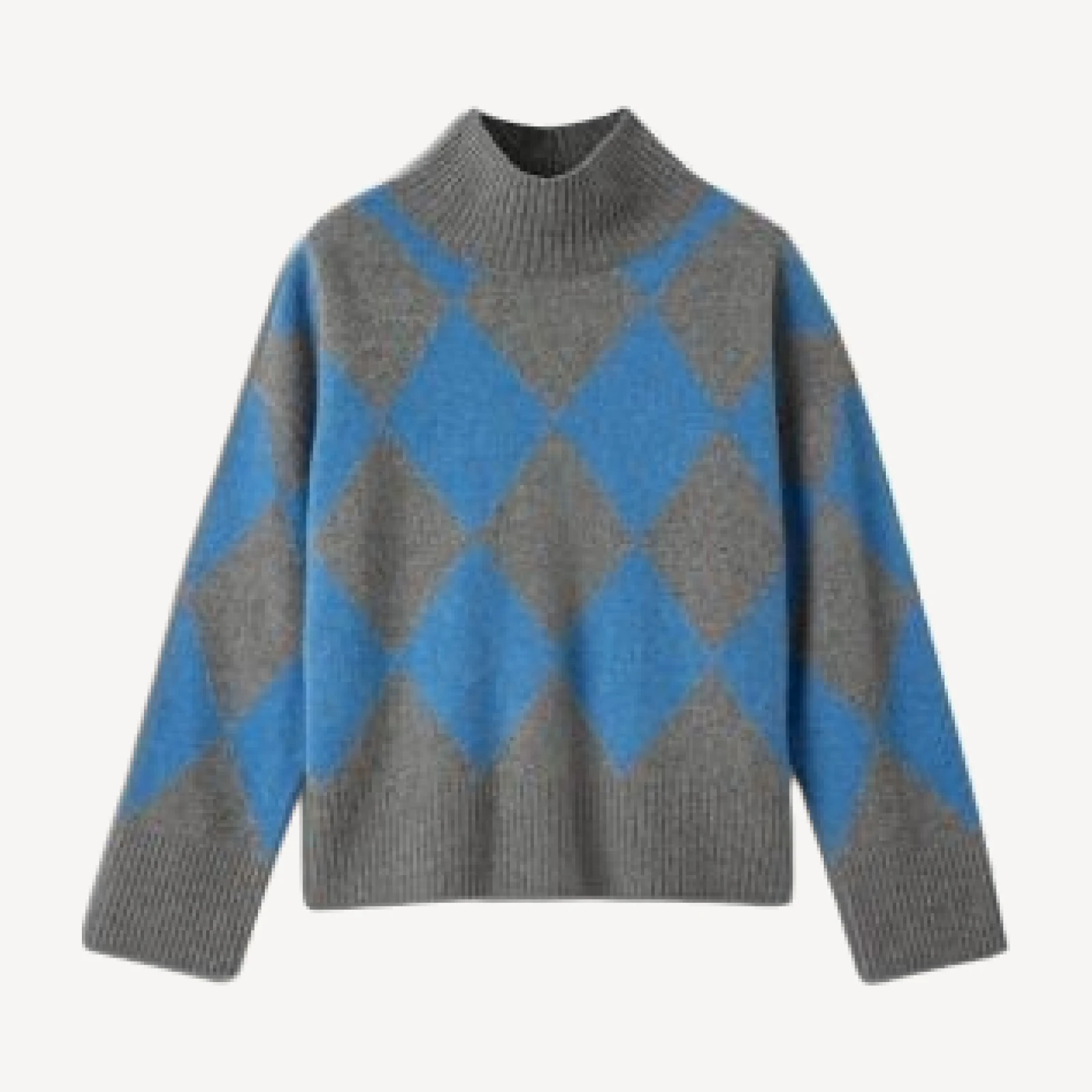 Whistles Wool Argyle Round Neck Sweater
