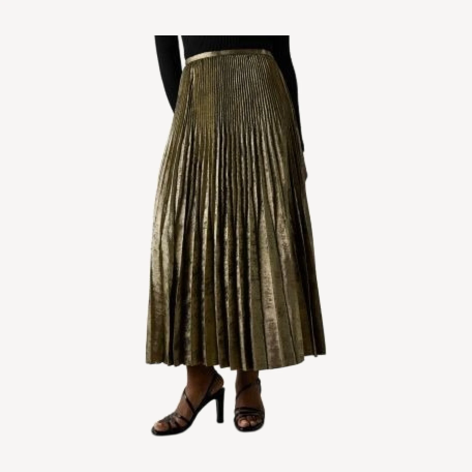 Whistles Metallic Pleated Midi Skirt