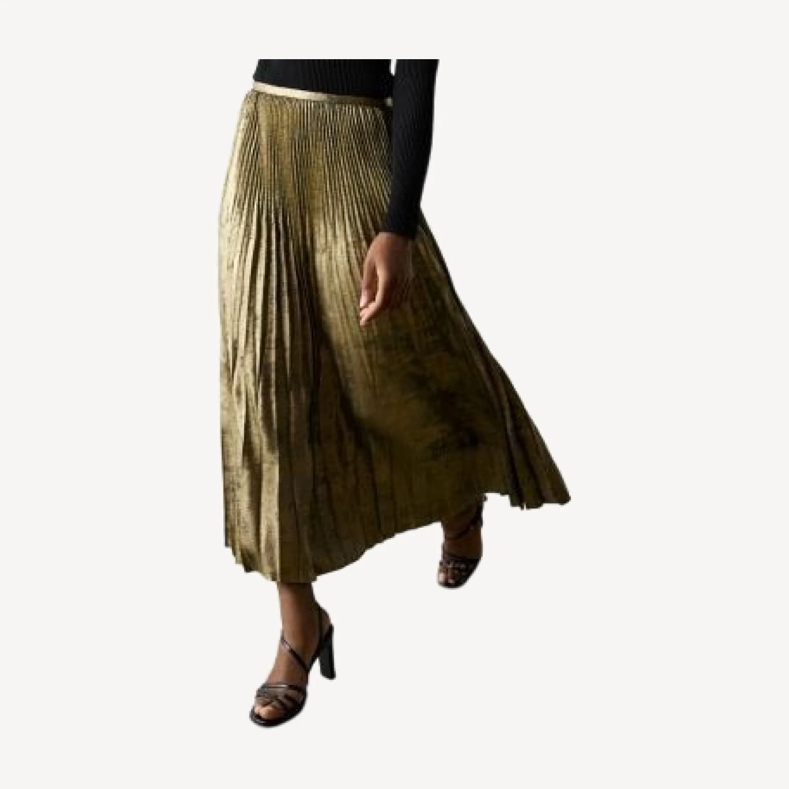 Whistles Metallic Pleated Midi Skirt